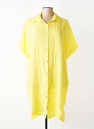 Robe mi-longue manches courtes manches courtes jaune MARIE ILE DE RE femme