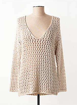 Pull coupe droite manches longues beige ANDAM femme