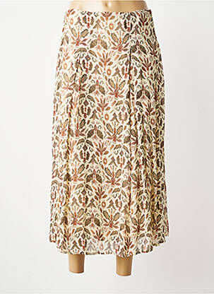 Jupe longue imprimé fantaisie beige INDI & COLD femme