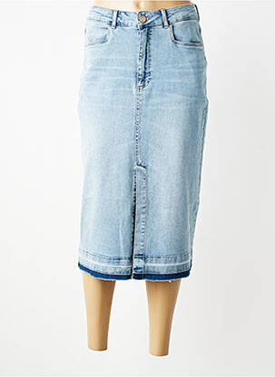Jupe mi-longue stretch bleu PARA MI femme