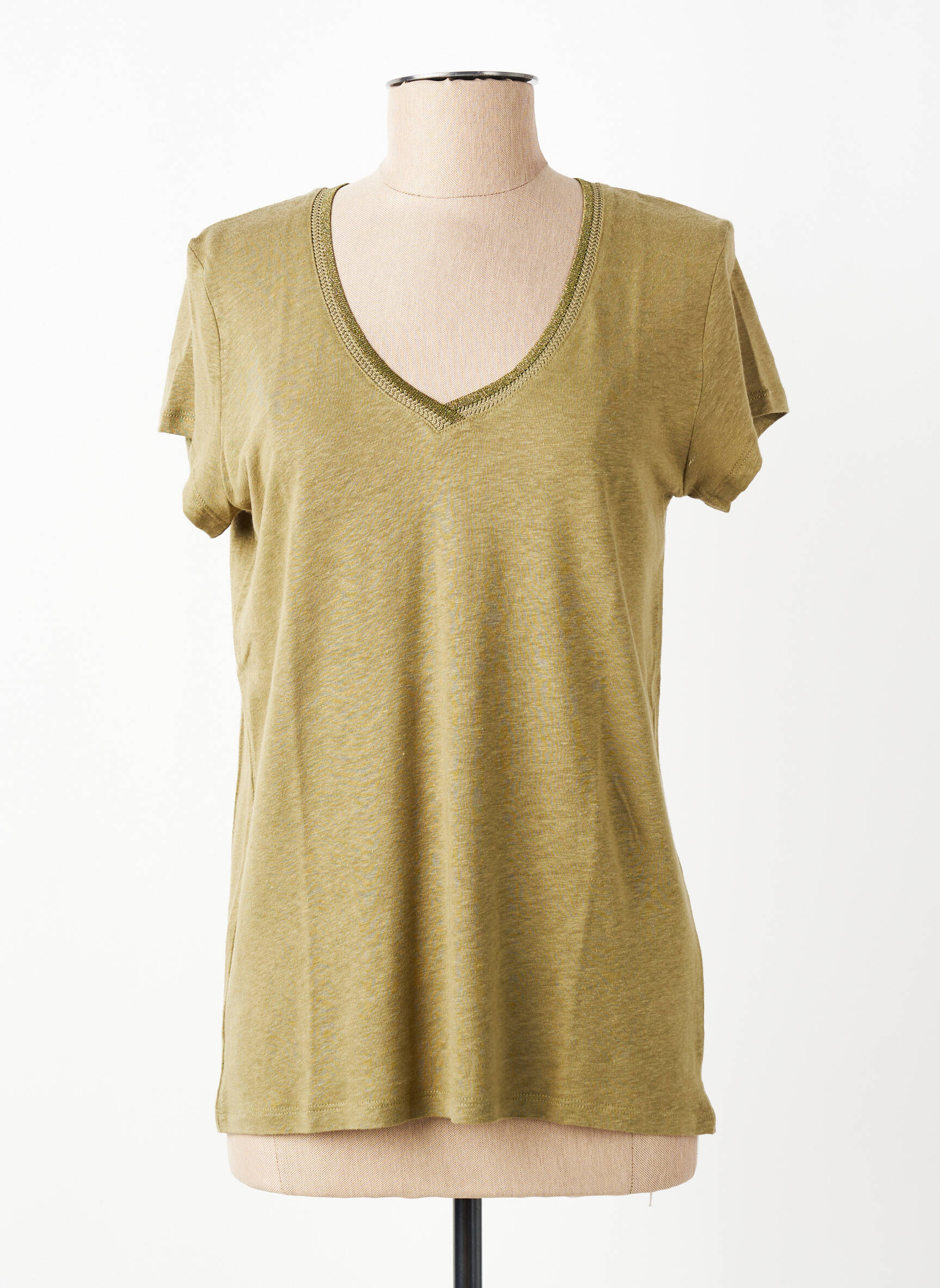 T-shirt col v manches courtes vert FREEMAN T.PORTER femme