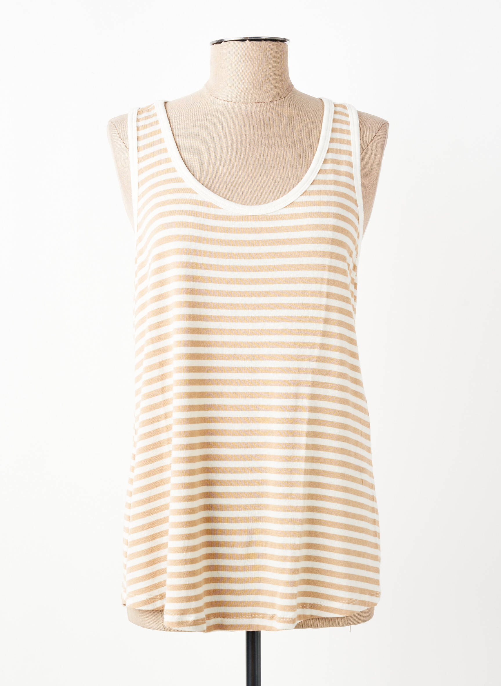Débardeur stretch sans manche beige PAKO LITTO femme