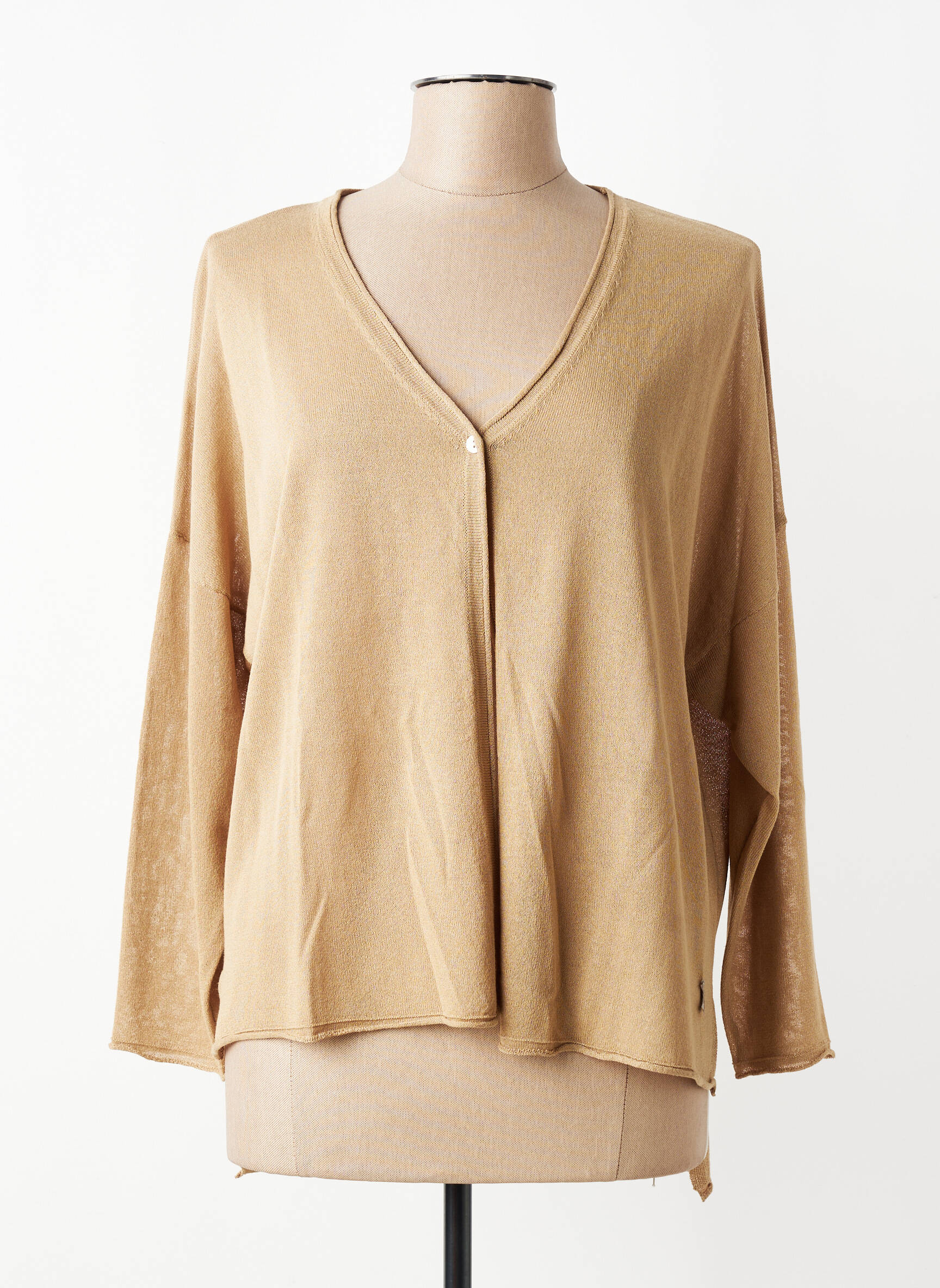 Gilet manches longues fermeture boutonnée sur le devant marron SEE THE MOON femme