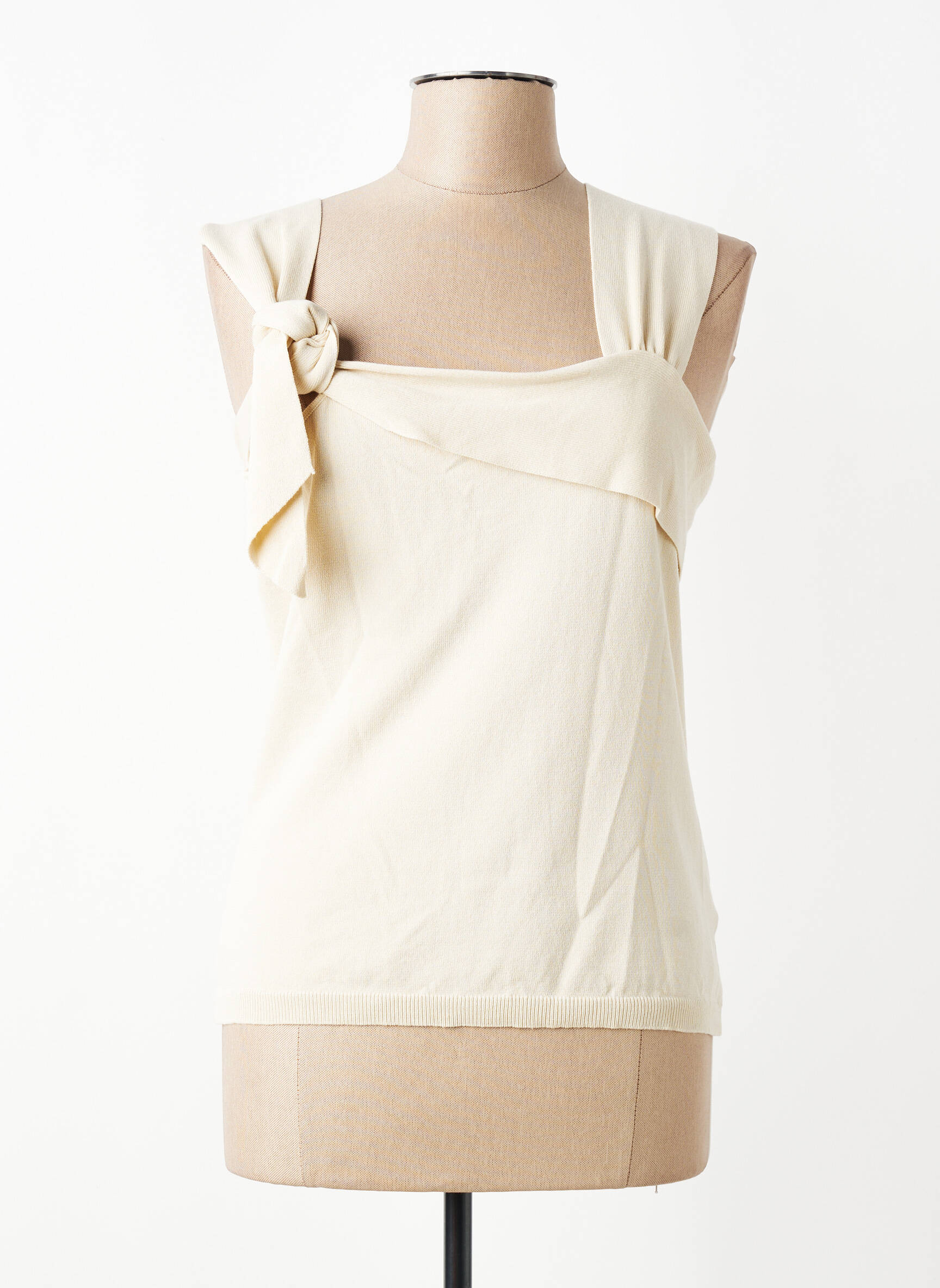 Top coupe cintrée sans manche beige SKATÏE femme
