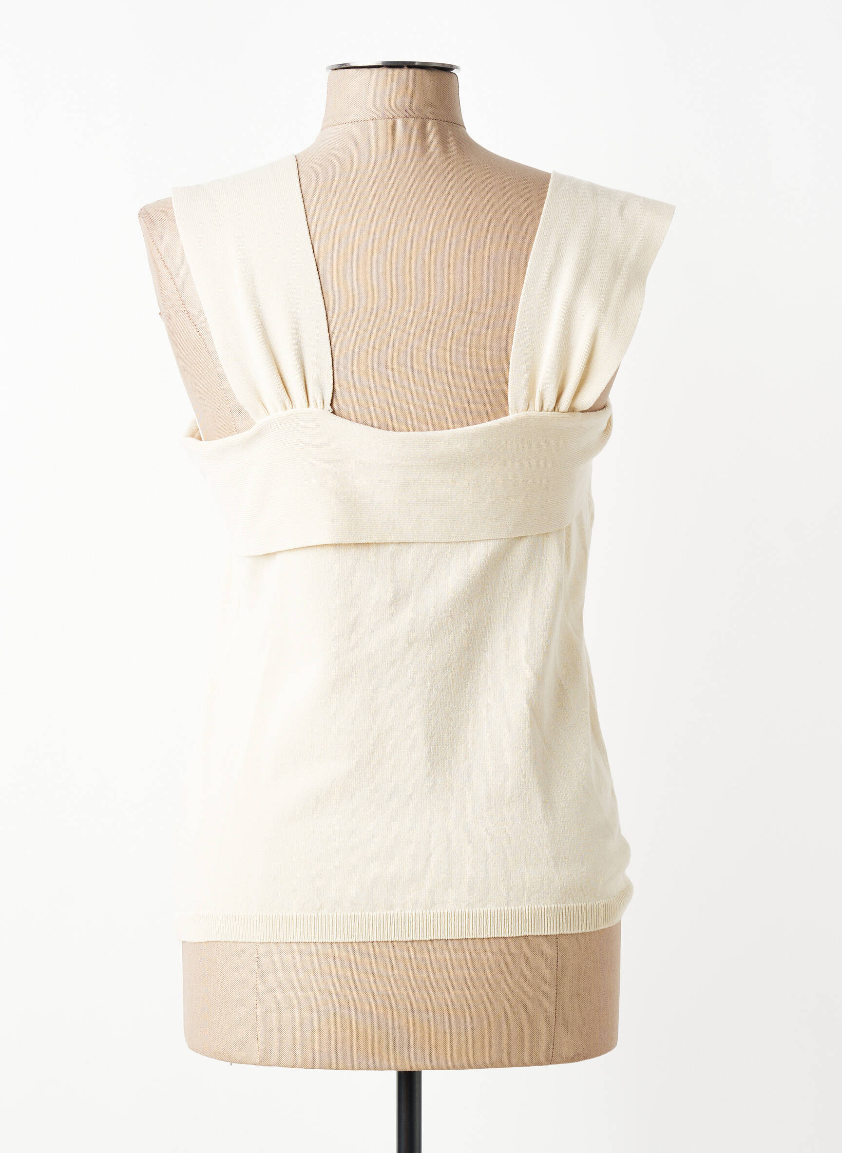 Top coupe cintrée sans manche beige SKATÏE femme