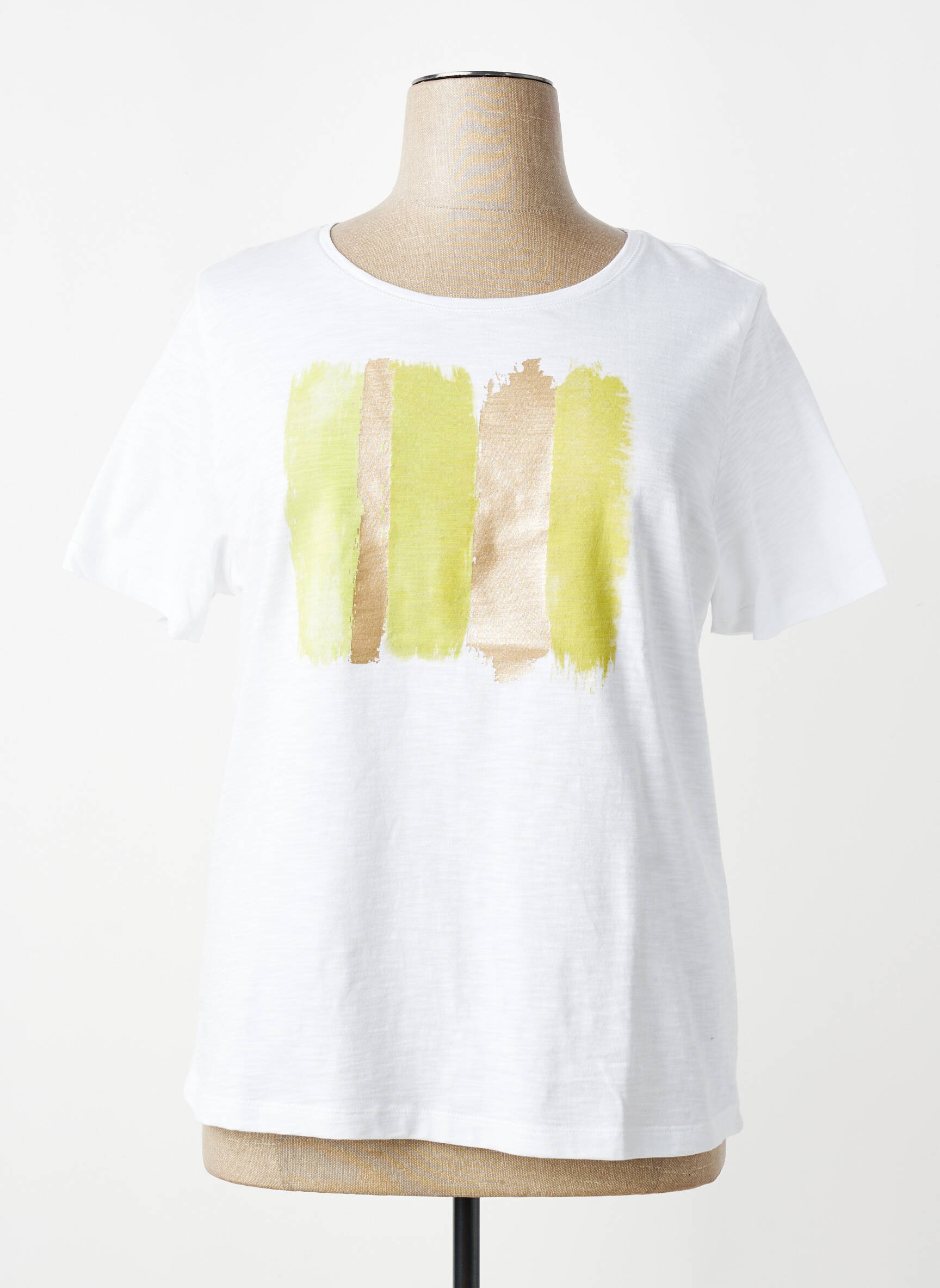 T-shirt sérigraphie floquée manches courtes blanc SIGNE NATURE femme