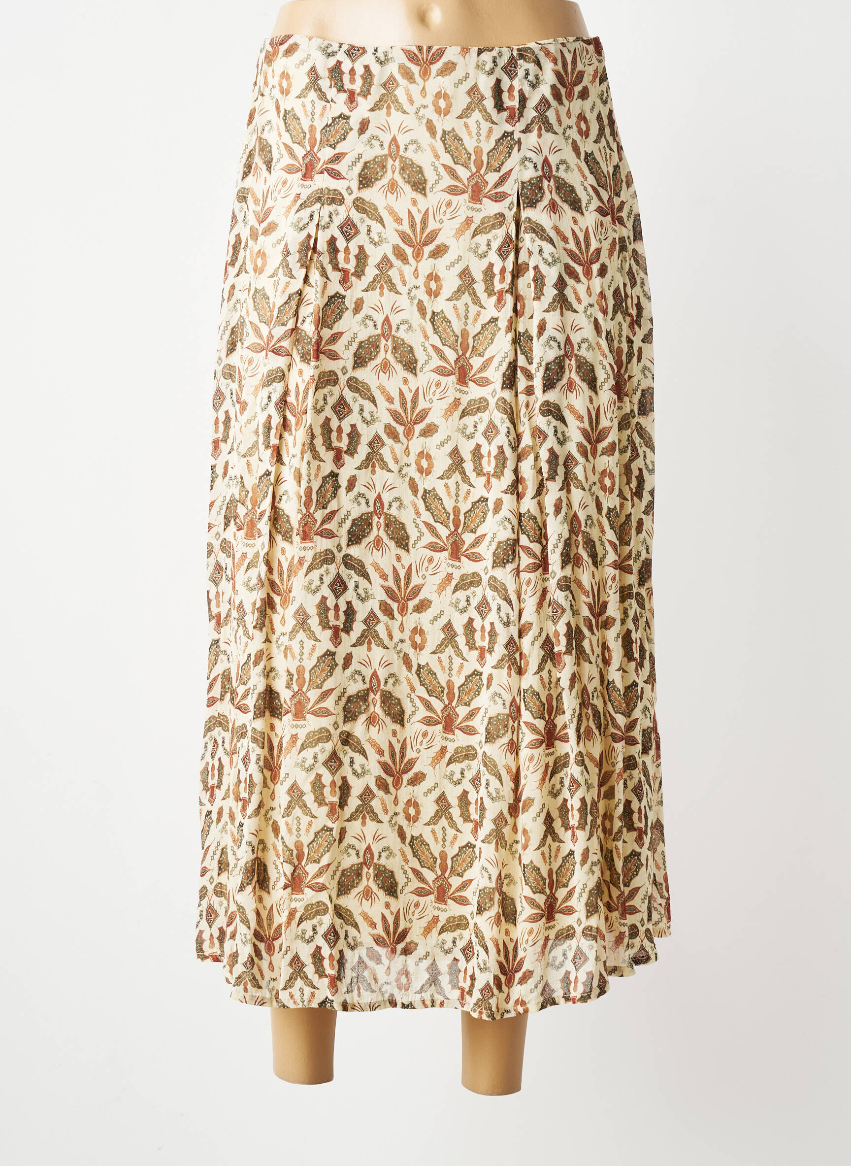 Jupe longue imprimé fantaisie beige INDI & COLD femme