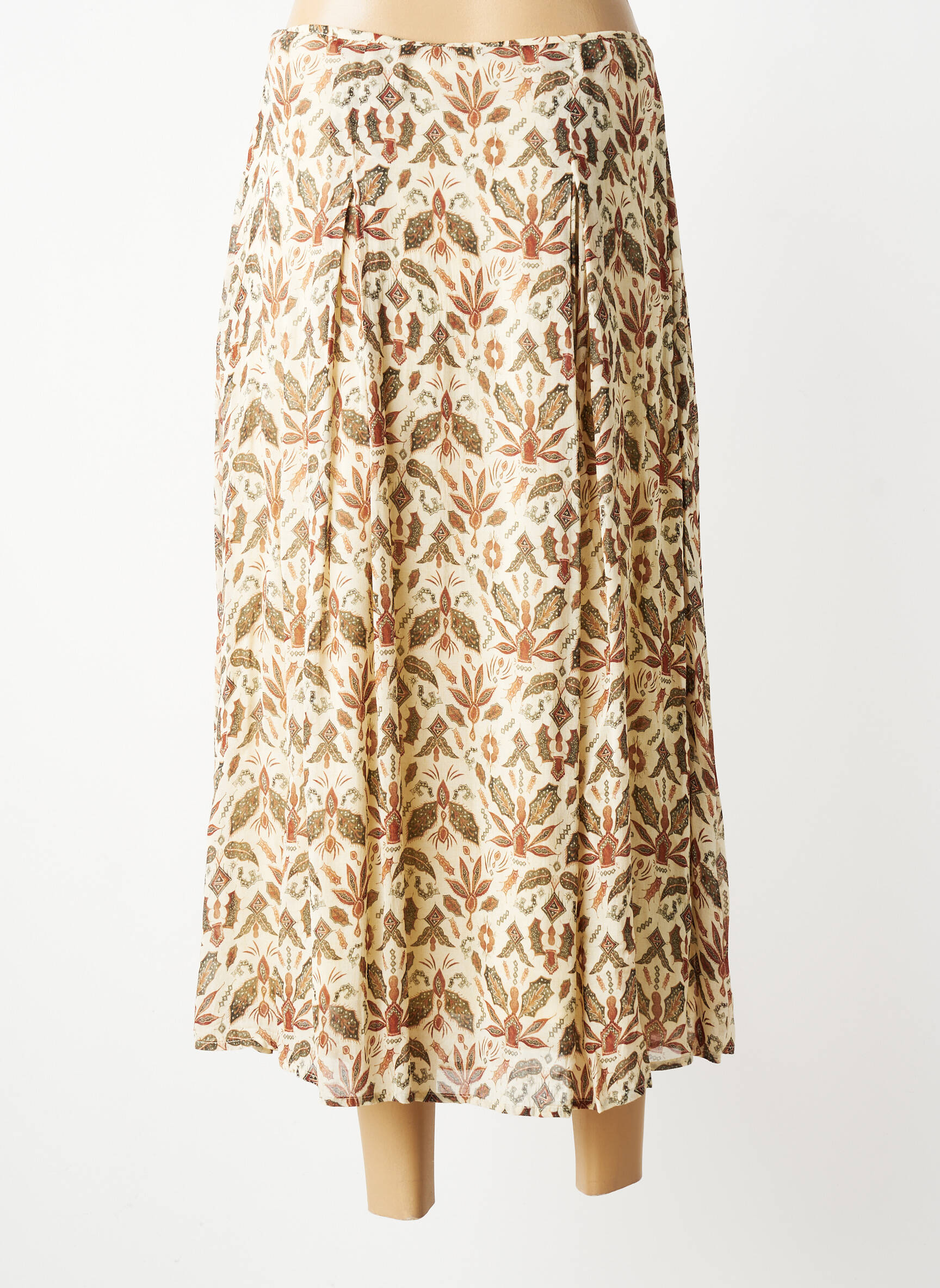 Jupe longue imprimé fantaisie beige INDI & COLD femme