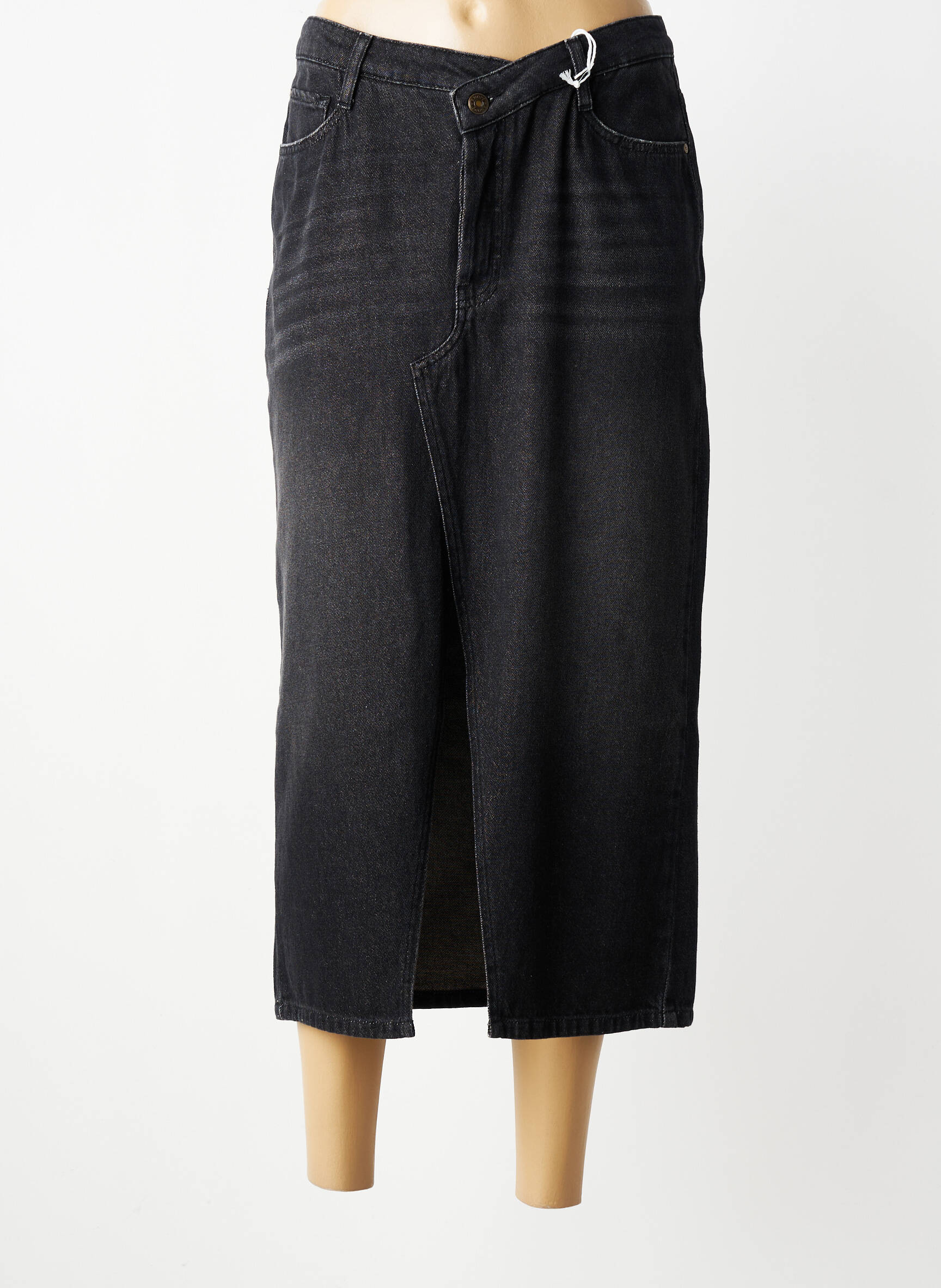 Jupe longue coupe droite noir KANOPE femme