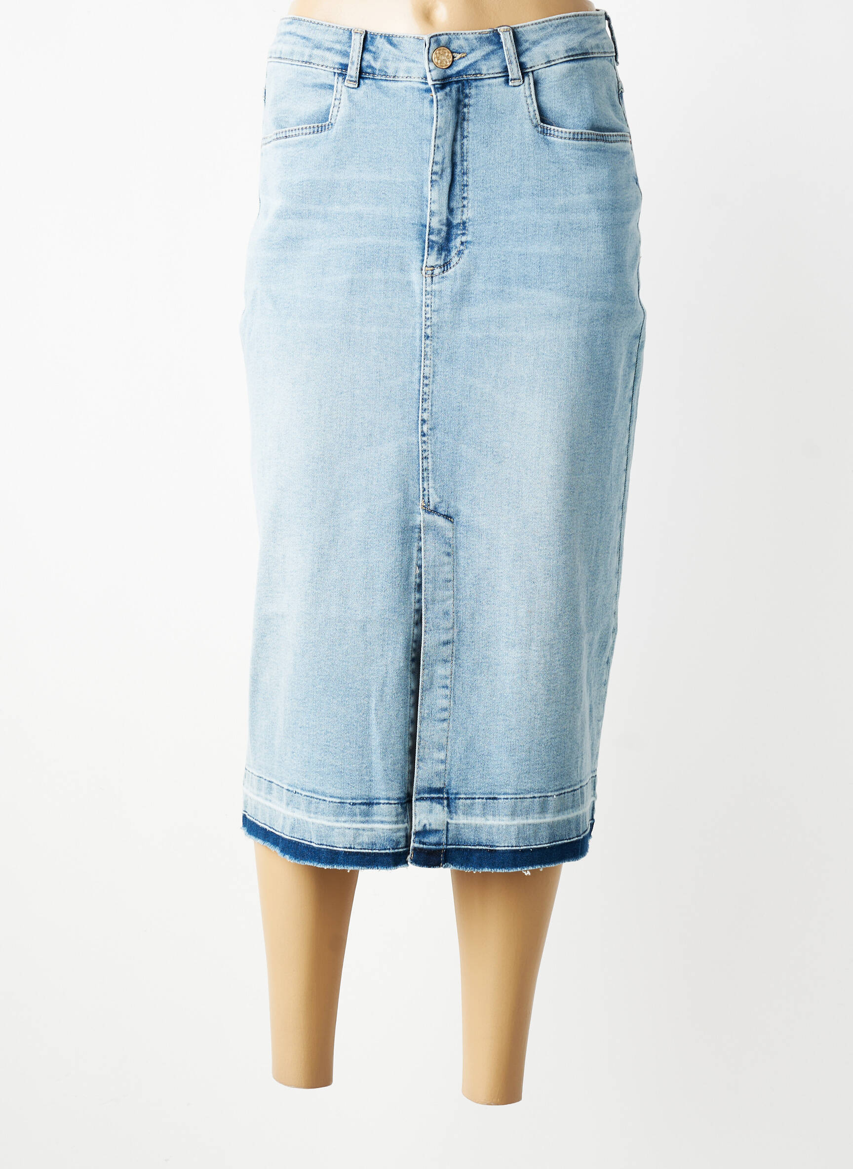 Jupe mi-longue stretch bleu PARA MI femme