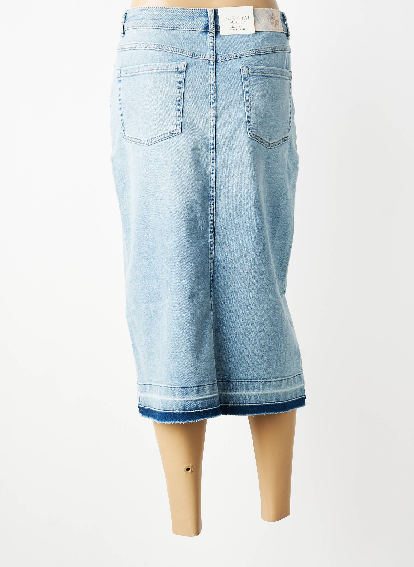 Jupe mi-longue stretch bleu PARA MI femme