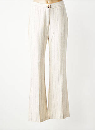 Pantalon large fermeture zippée sous rabat boutonné taille normale beige SIGNE NATURE femme