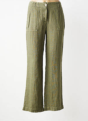 Pantalon large fermeture zippée sous rabat boutonné taille normale vert SIGNE NATURE femme