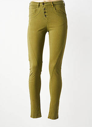 Pantalon slim tissage popeline taille normale vert COUTURIST femme