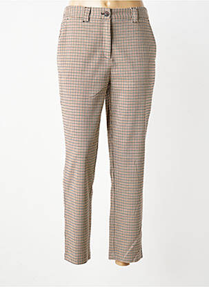 Pantalon chino fermeture zippée sous rabat boutonné taille normale marron C'EST BEAU LA VIE femme