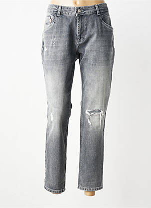 Jeans coupe droite effet usé délavé taille normale gris PARA MI femme