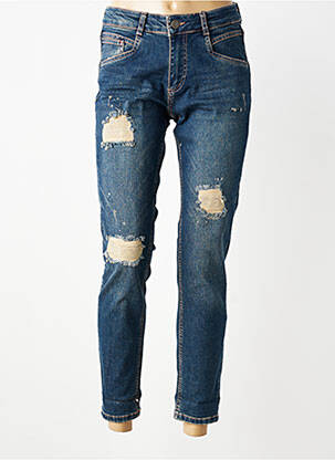 Jeans coupe slim effet usé délavé taille normale bleu PARA MI femme