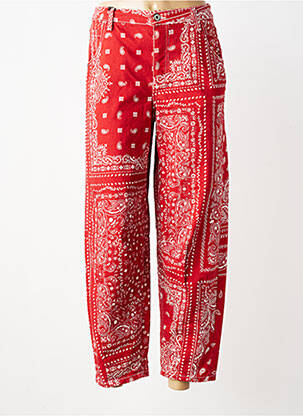 Jeans coupe large stretch taille normale rouge PLEASE femme