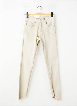 Pantalon slim tissage popeline taille normale beige PARA MI femme