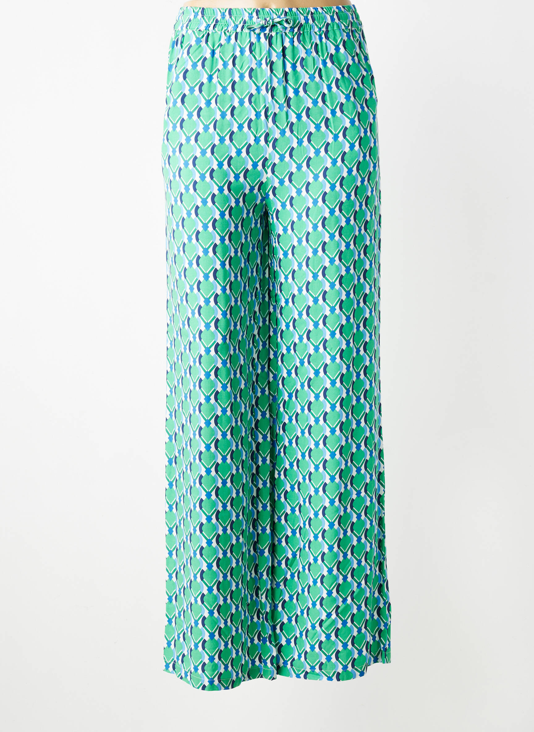 Pantalon large tissage popeline taille normale vert LA VIE EST BELLE femme