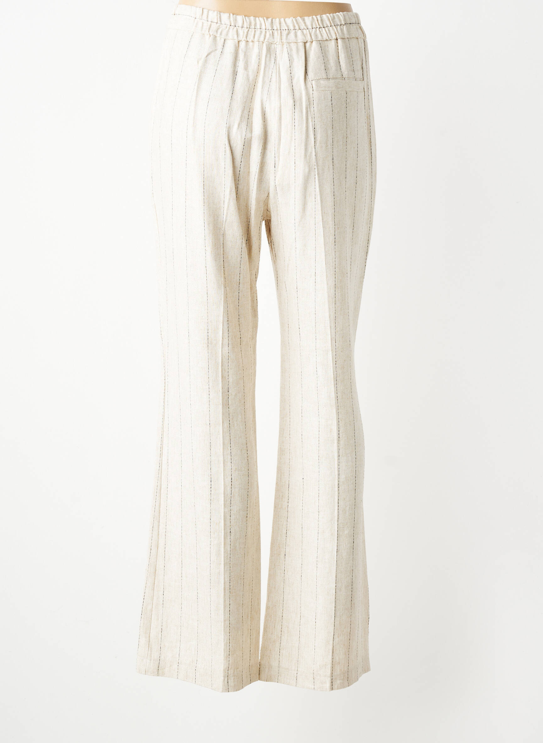 Pantalon large fermeture zippée sous rabat boutonné taille normale beige SIGNE NATURE femme