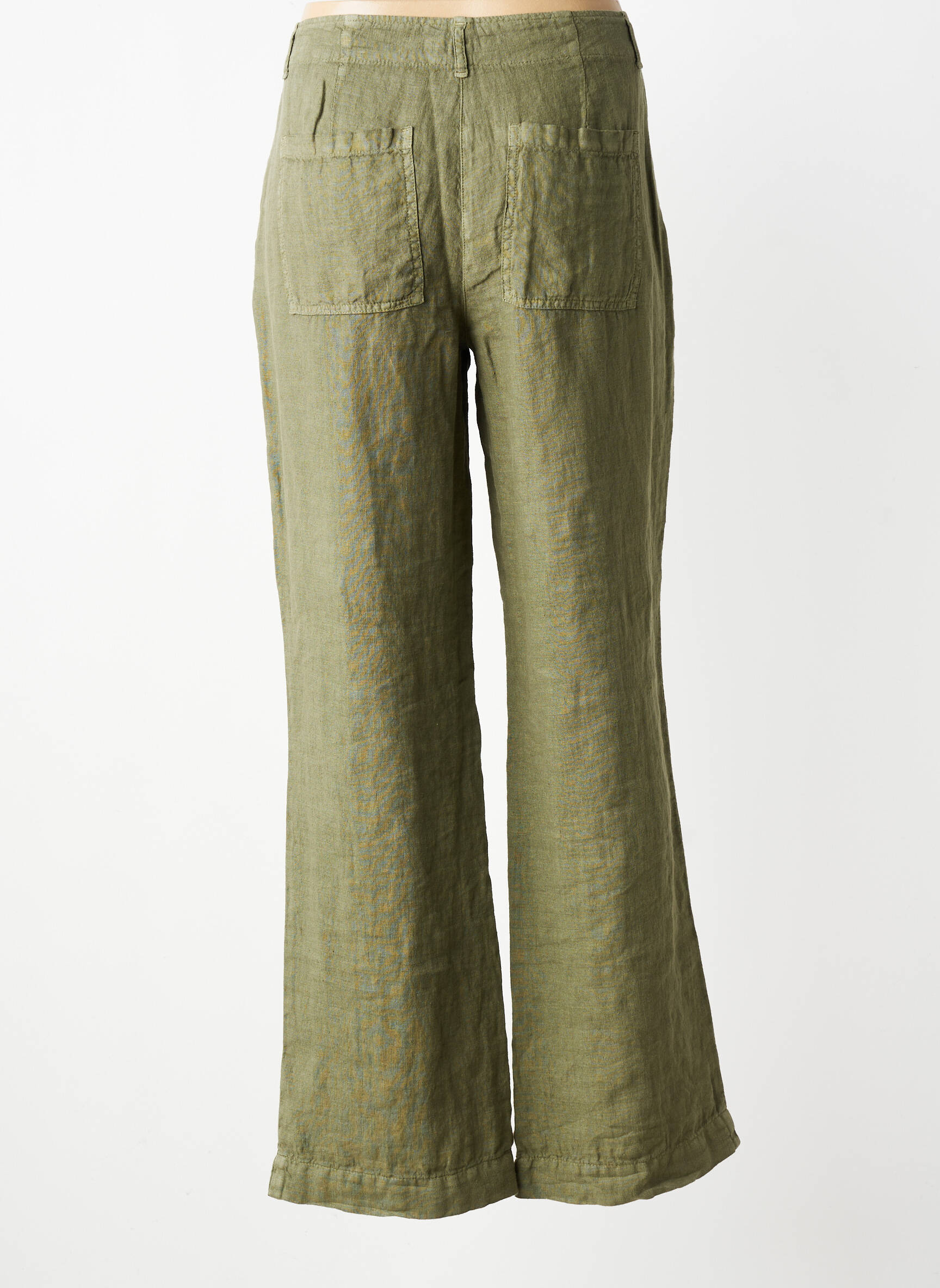 Pantalon large fermeture zippée sous rabat boutonné taille normale vert SIGNE NATURE femme