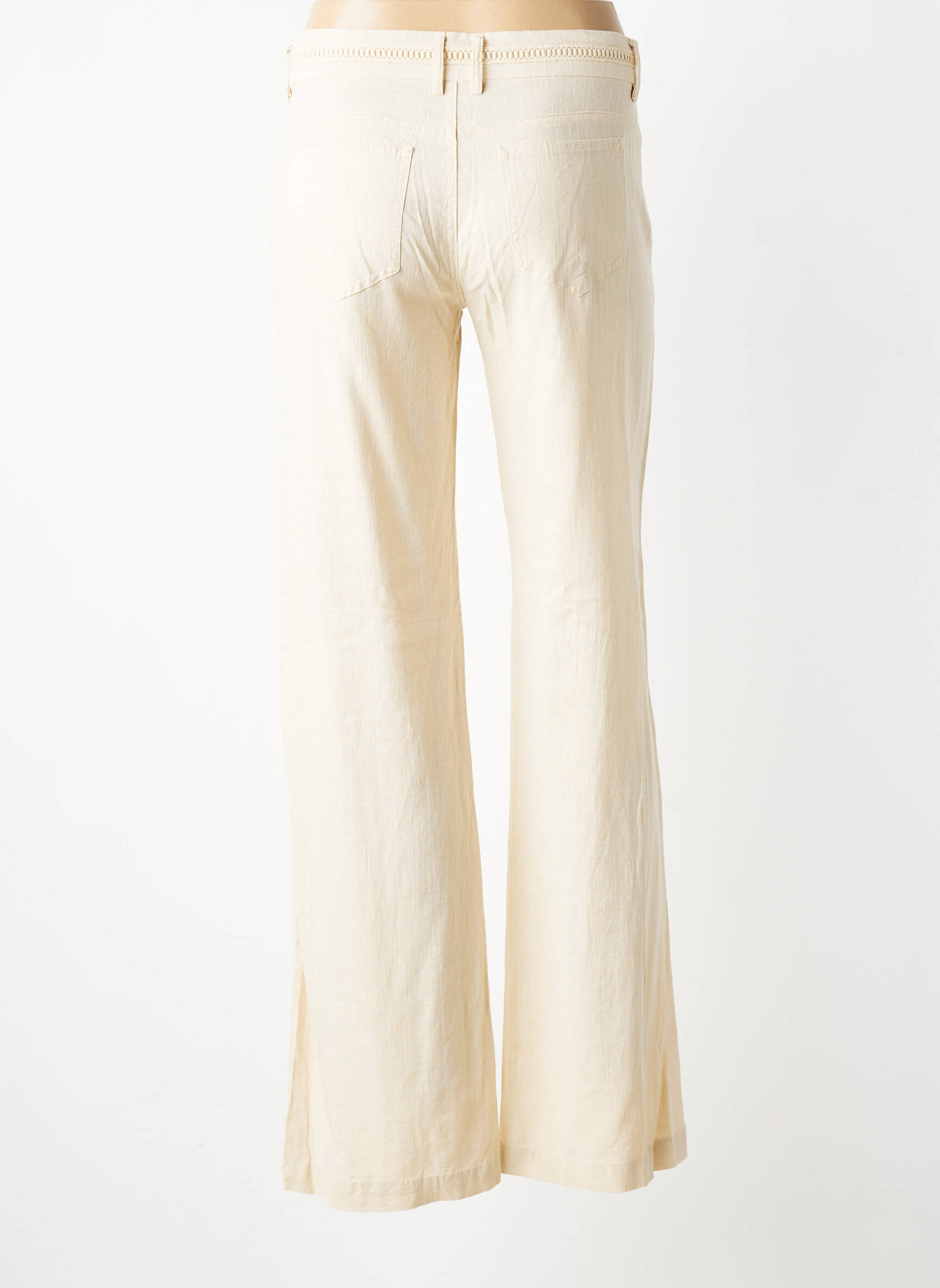 Pantalon large fermeture zippée sous rabat boutonné taille normale beige FREEMAN T.PORTER femme