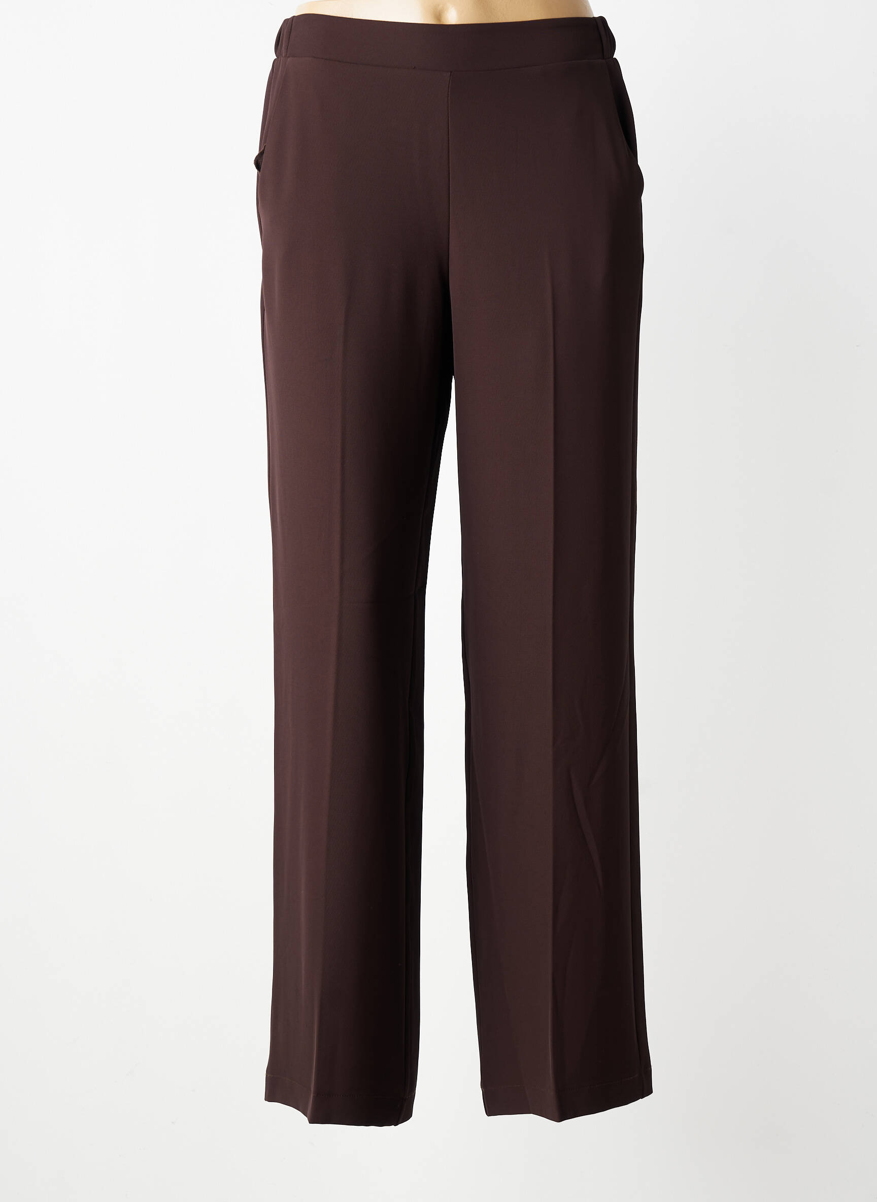 Pantalon droit tissage crêpe taille normale marron IMPERIAL femme
