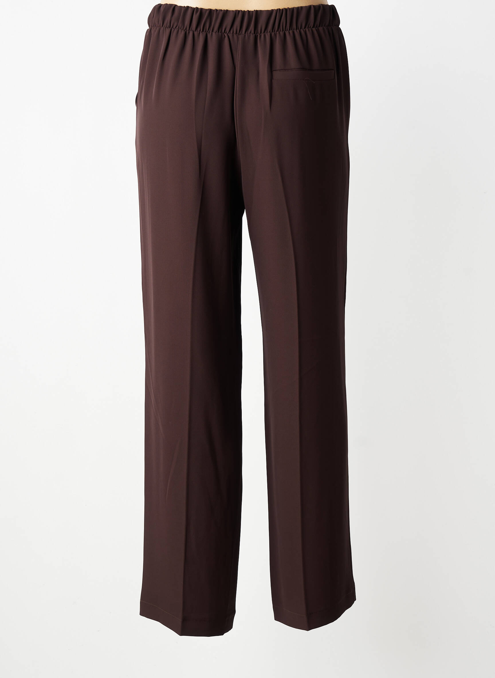 Pantalon droit tissage crêpe taille normale marron IMPERIAL femme