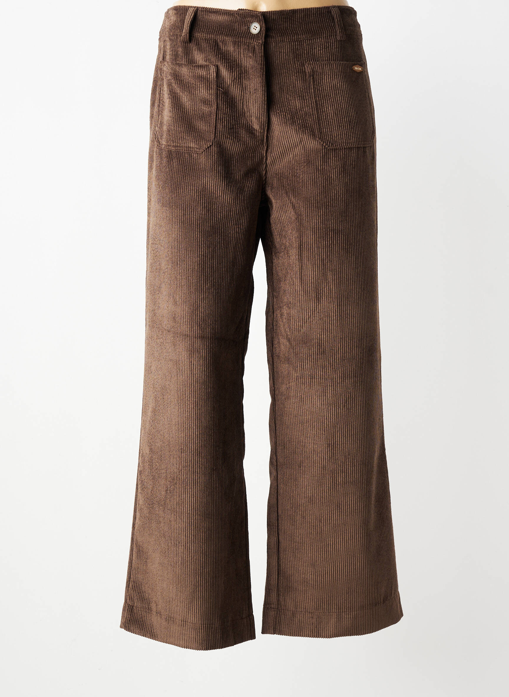 Pantalon large fermeture zippée sous rabat boutonné taille normale marron PAKO LITTO femme