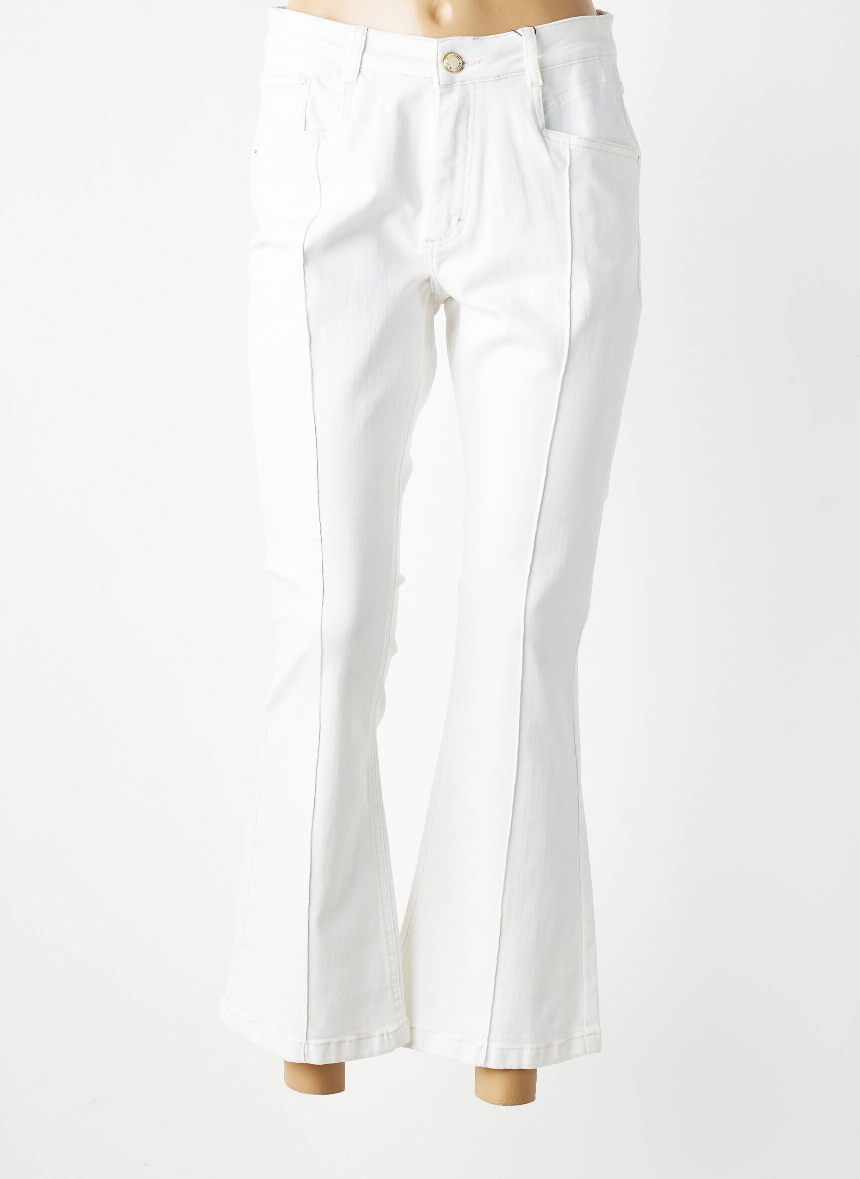 Pantalon 7/8 stretch taille normale blanc PARA MI femme