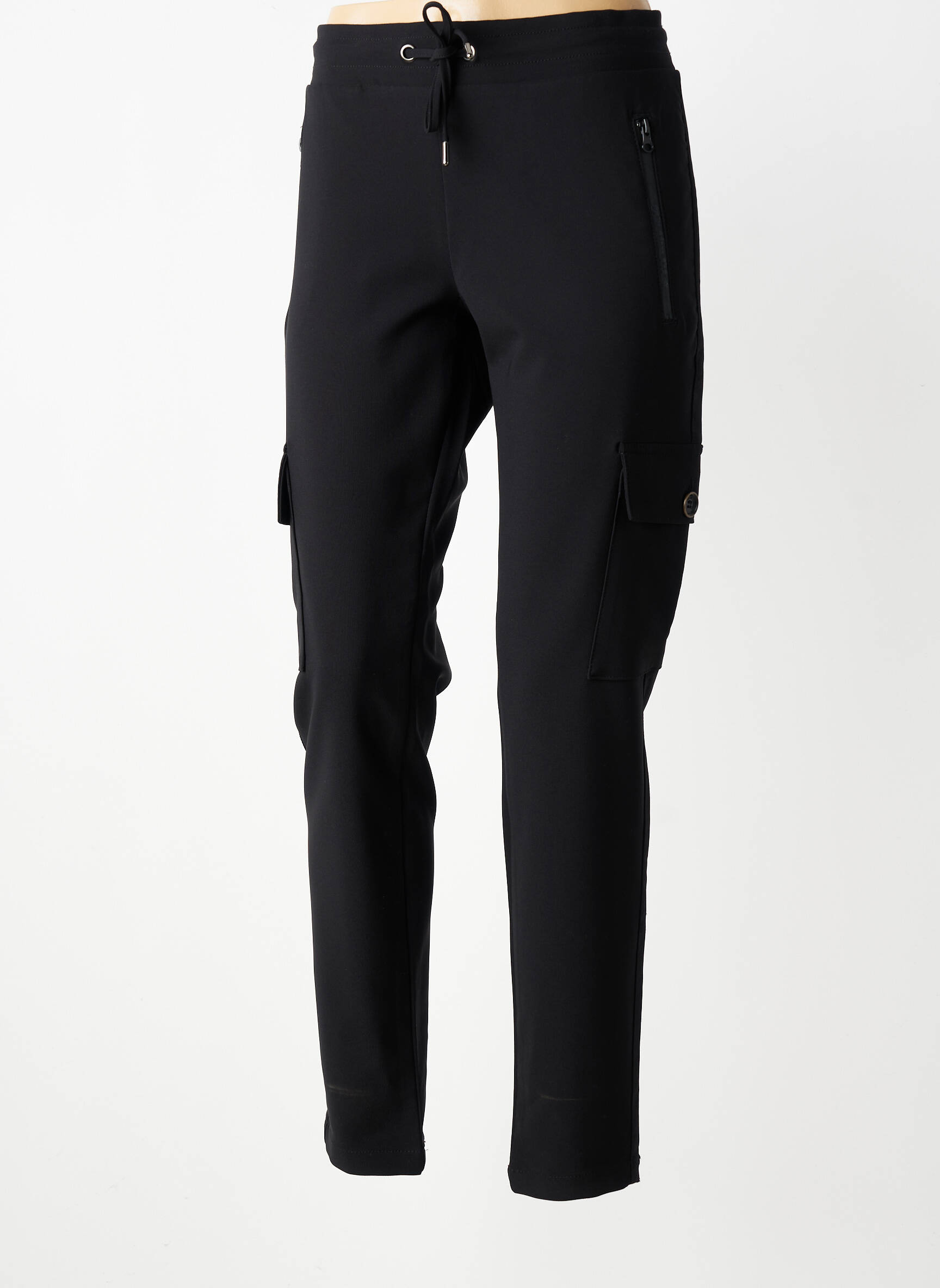 Pantalon cargo tissage popeline taille normale noir PARA MI femme