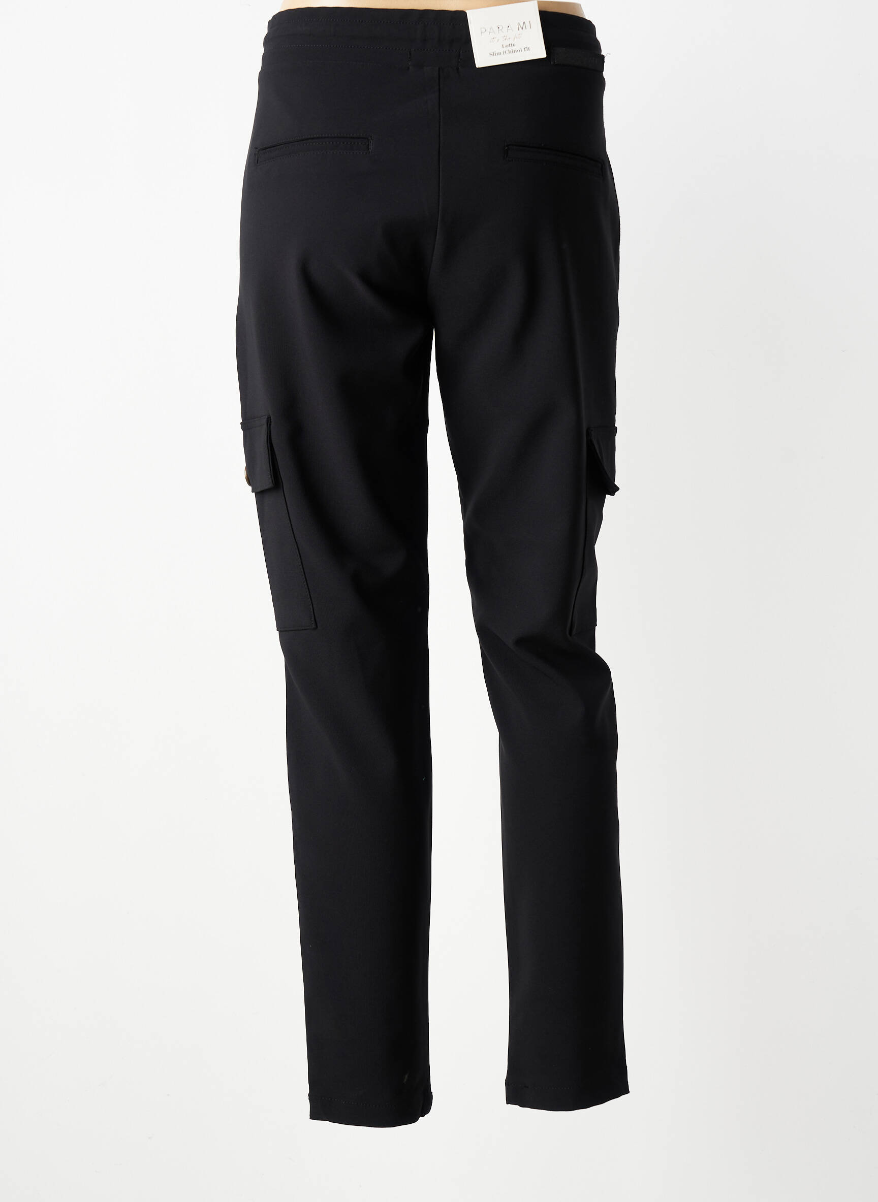 Pantalon cargo tissage popeline taille normale noir PARA MI femme