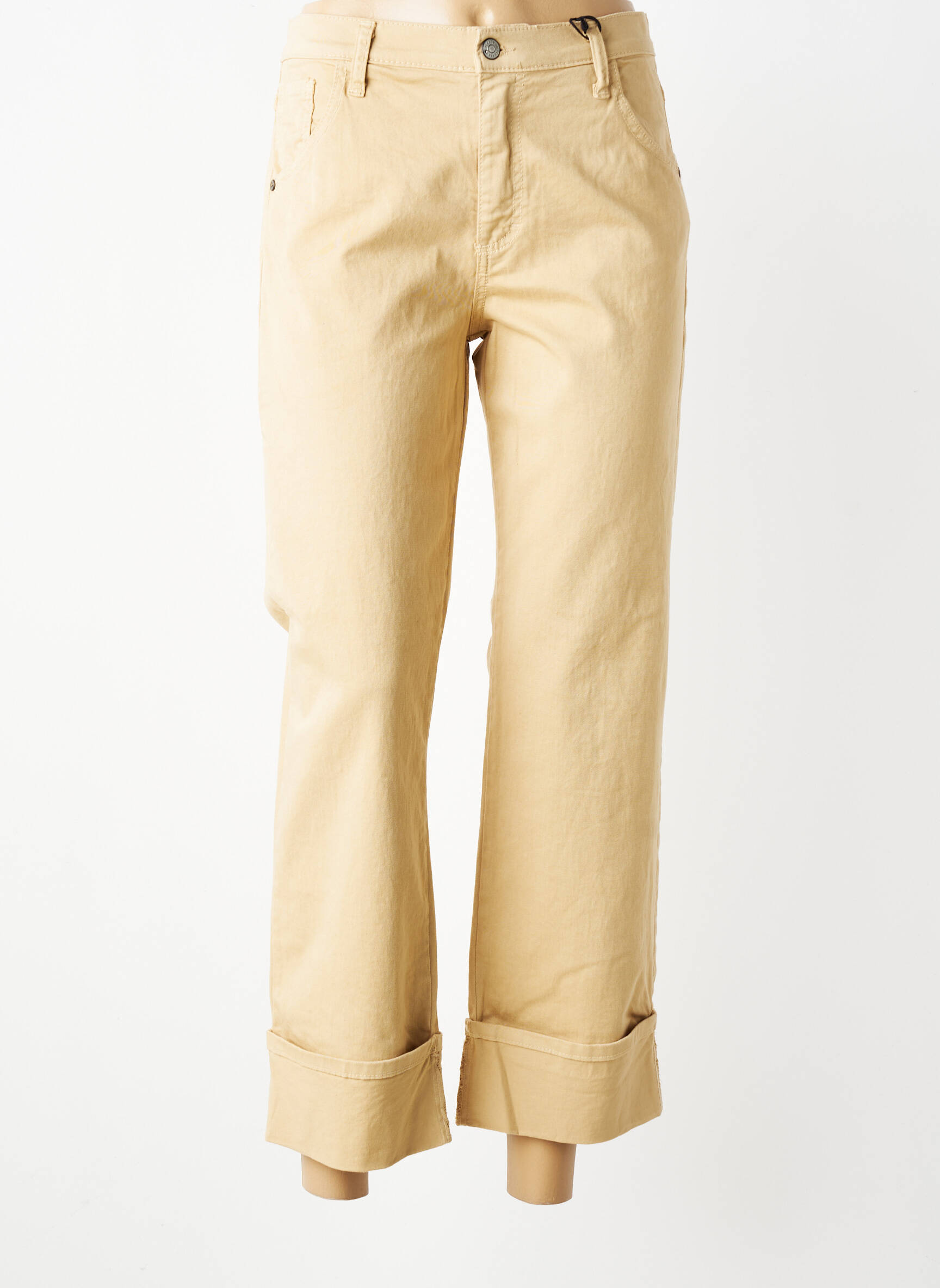 Pantalon droit stretch taille normale beige PLEASE femme