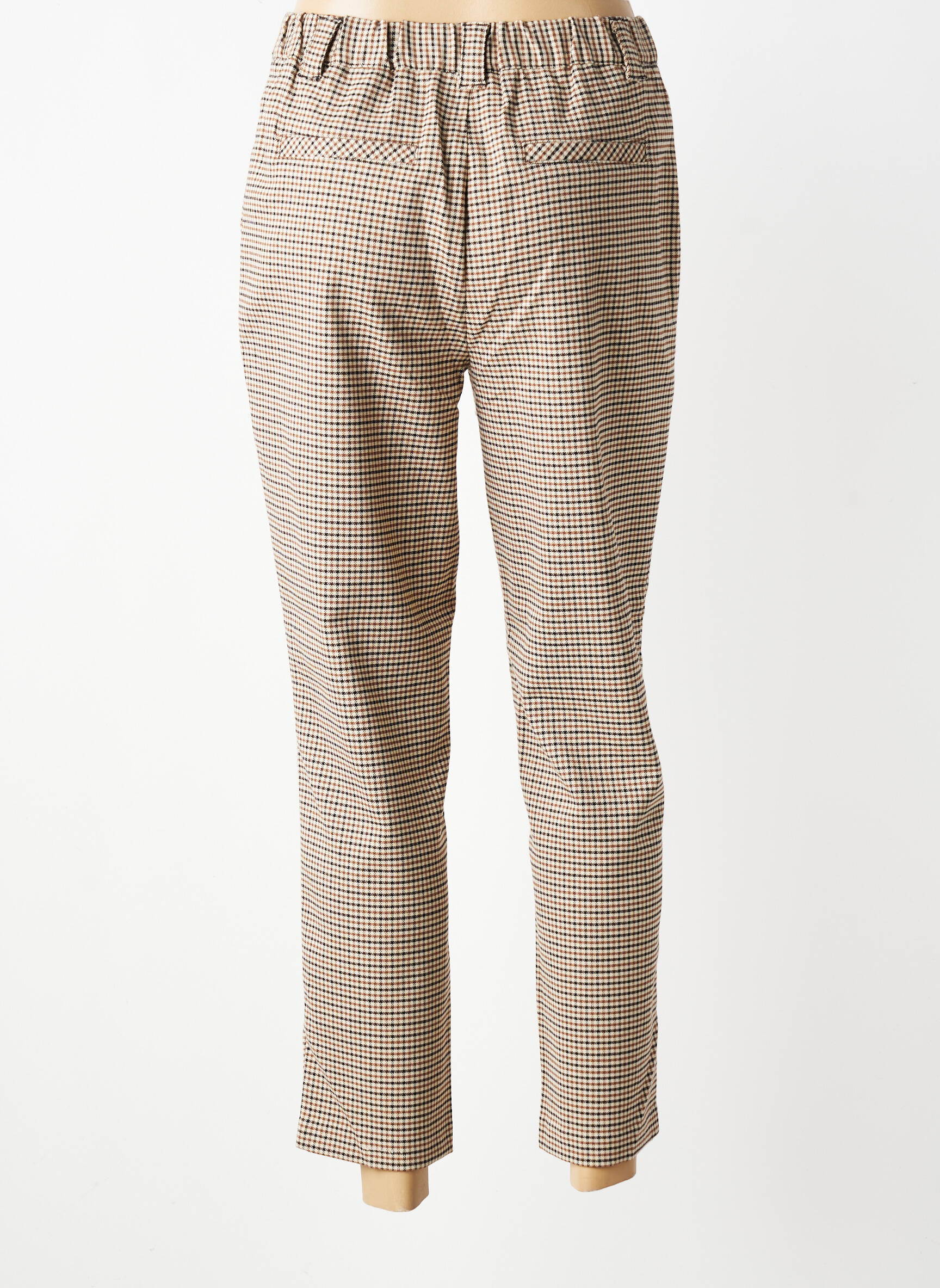 Pantalon chino fermeture zippée sous rabat boutonné taille normale marron C'EST BEAU LA VIE femme