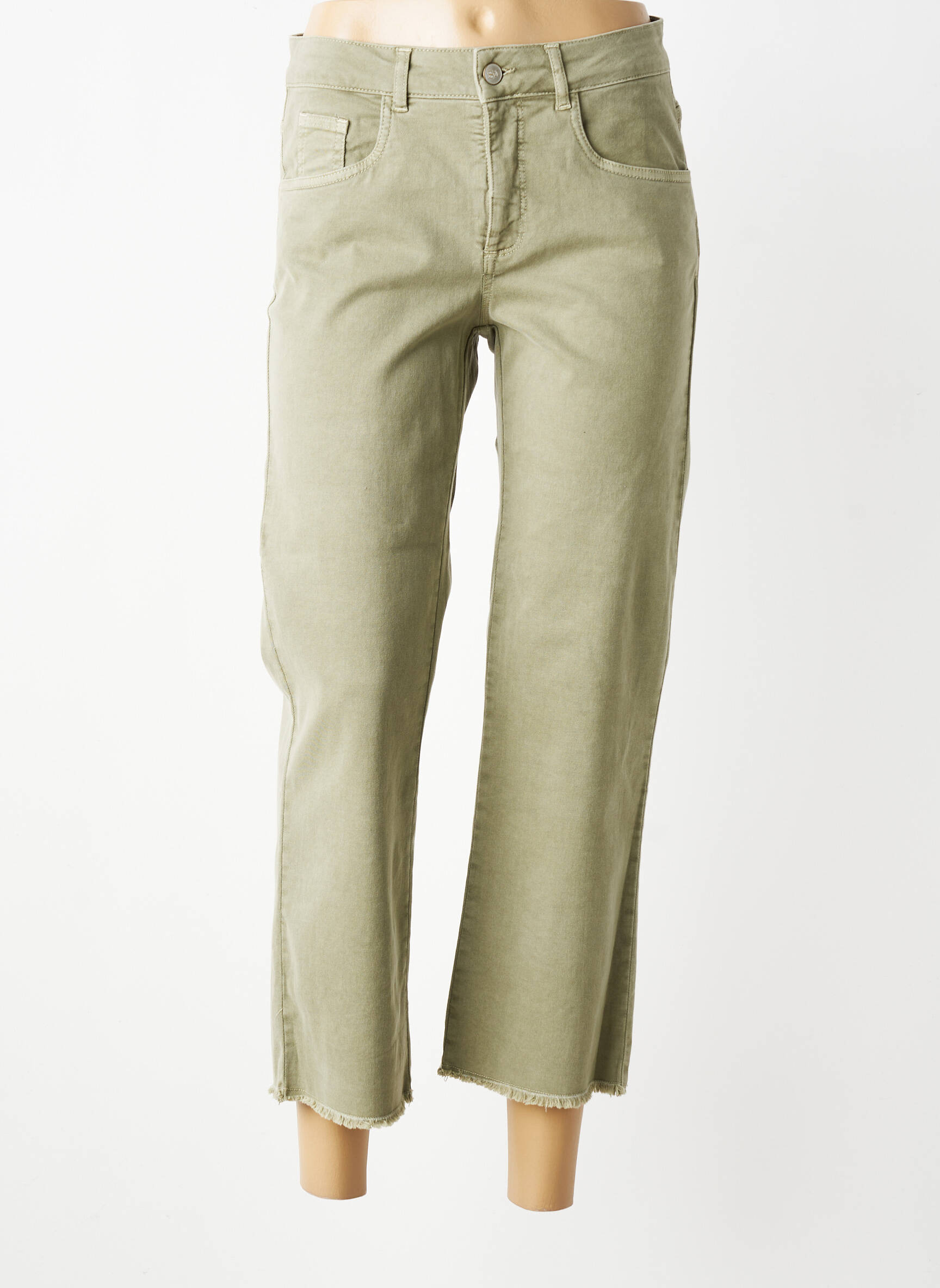 Jeans coupe droite stretch taille normale vert SIGNE NATURE femme