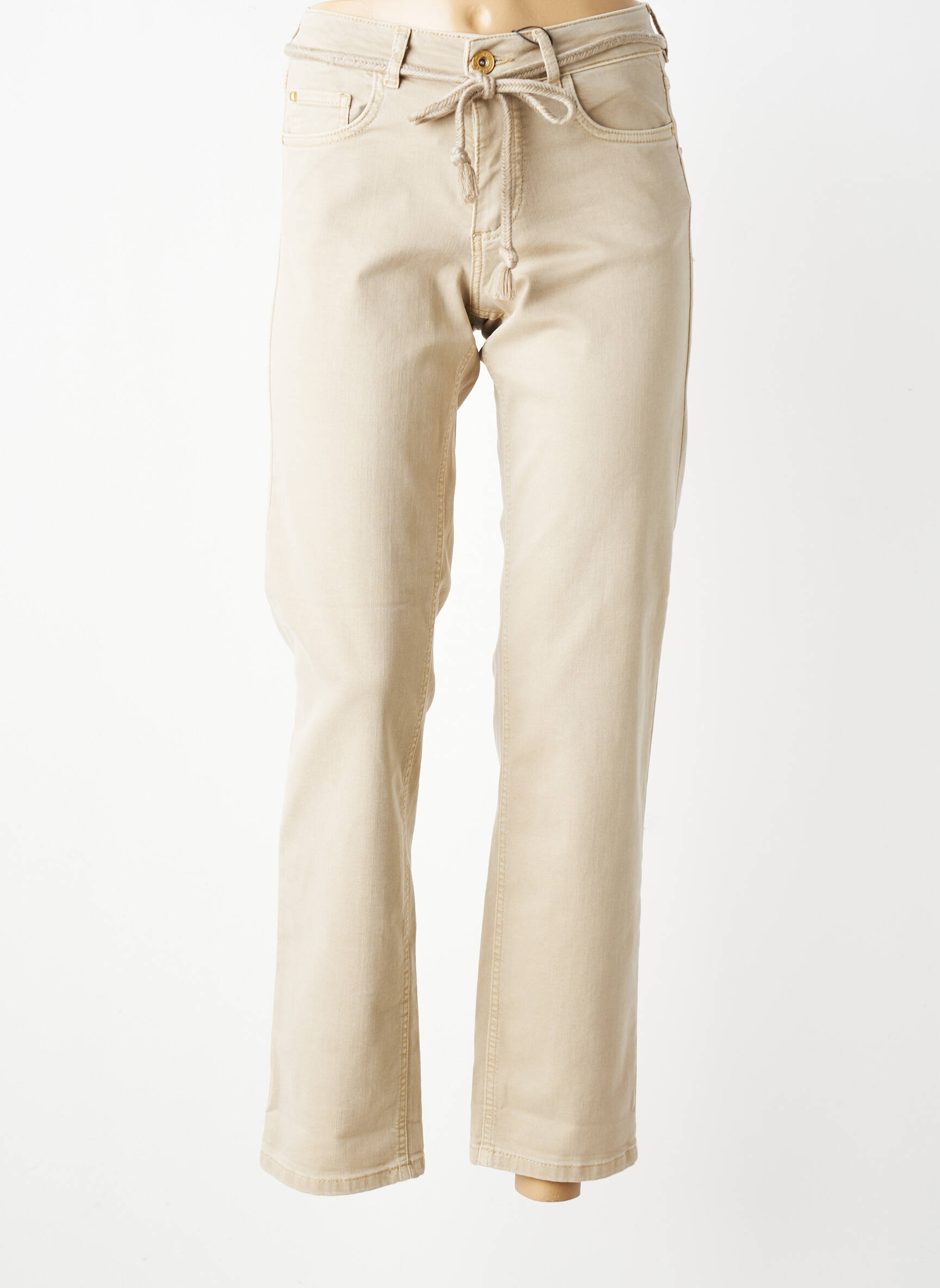 Jeans coupe droite stretch taille normale beige PARA MI femme