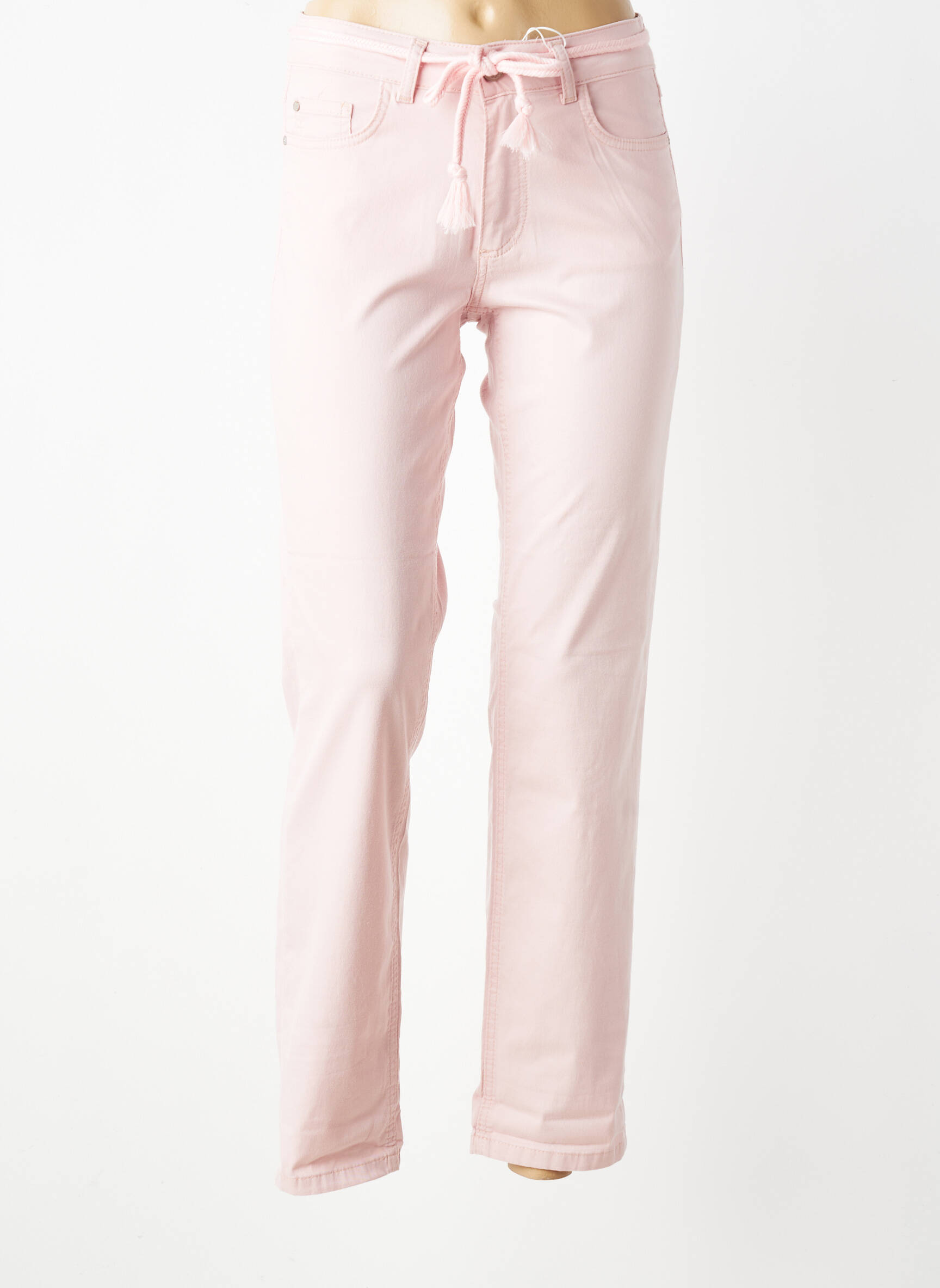 Pantalon droit stretch taille normale rose PARA MI femme
