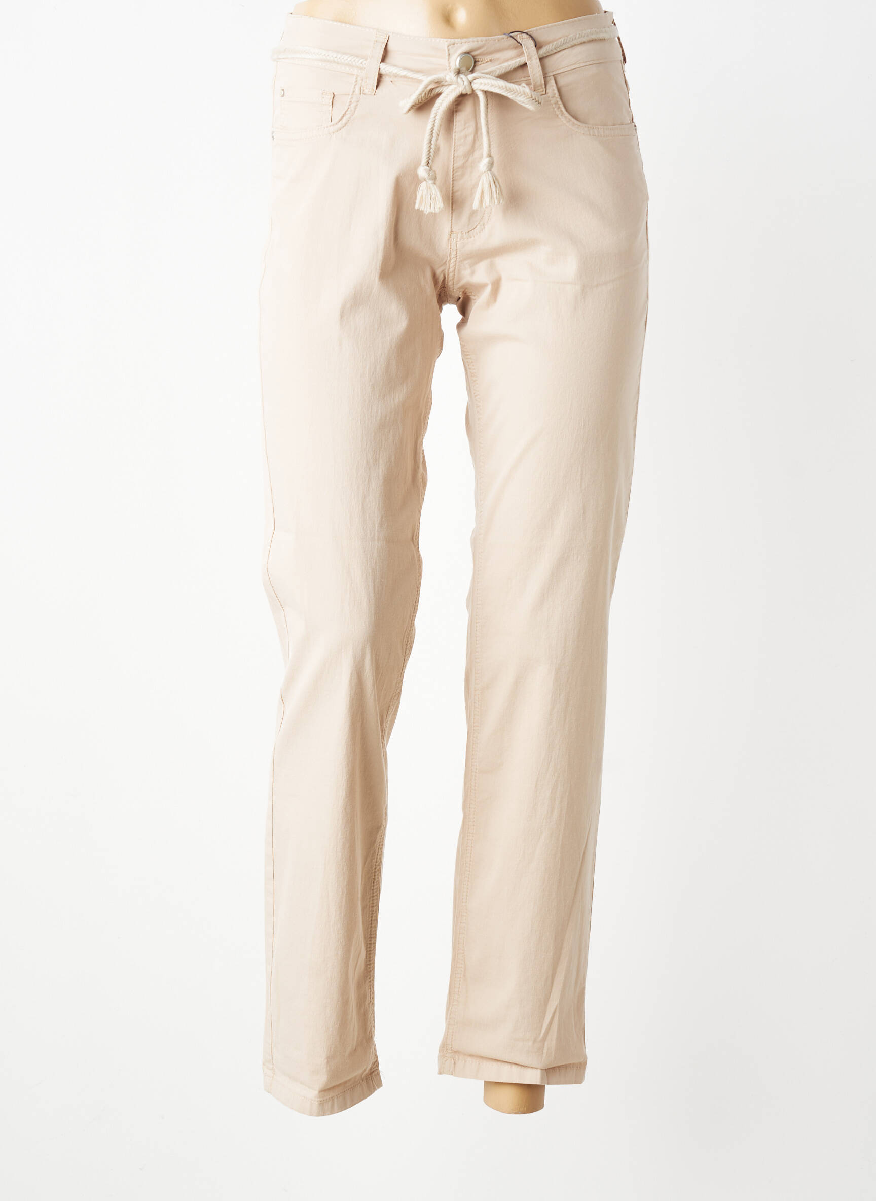 Pantalon droit stretch taille normale beige PARA MI femme