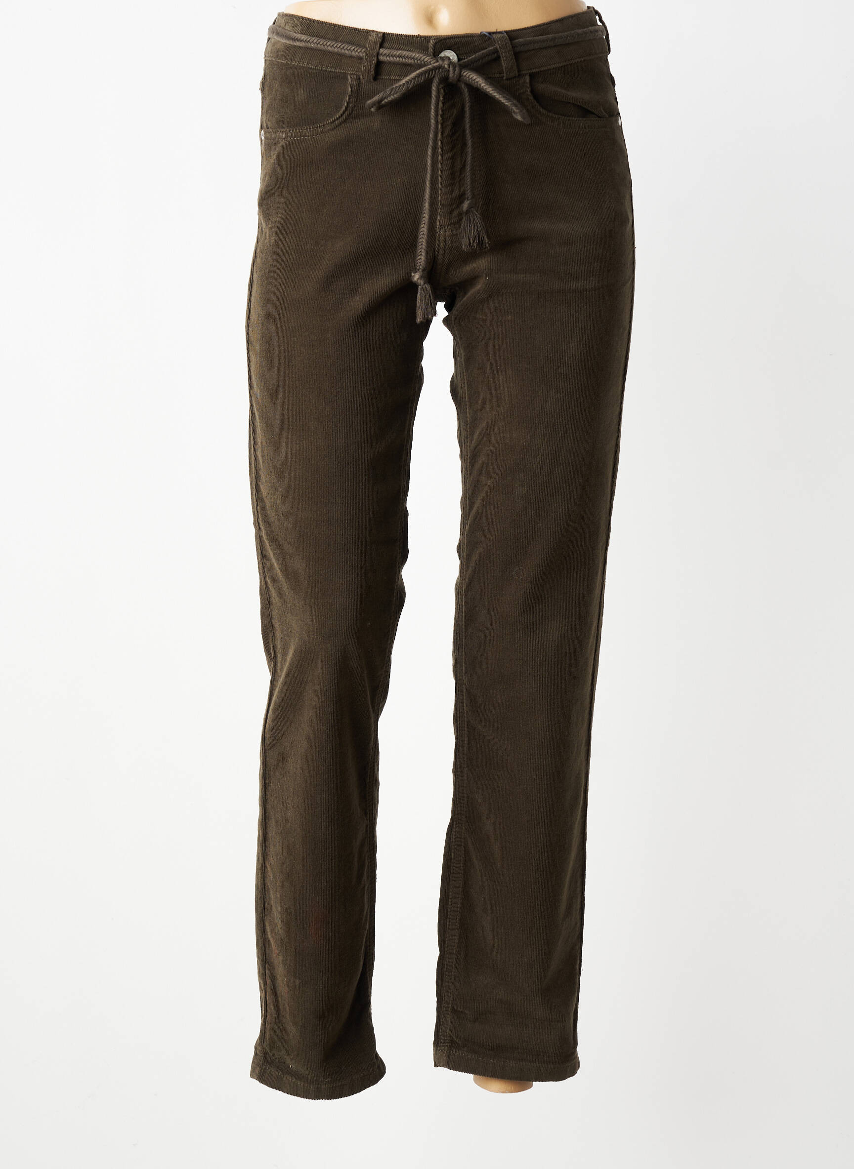 Pantalon droit stretch taille normale vert PARA MI femme