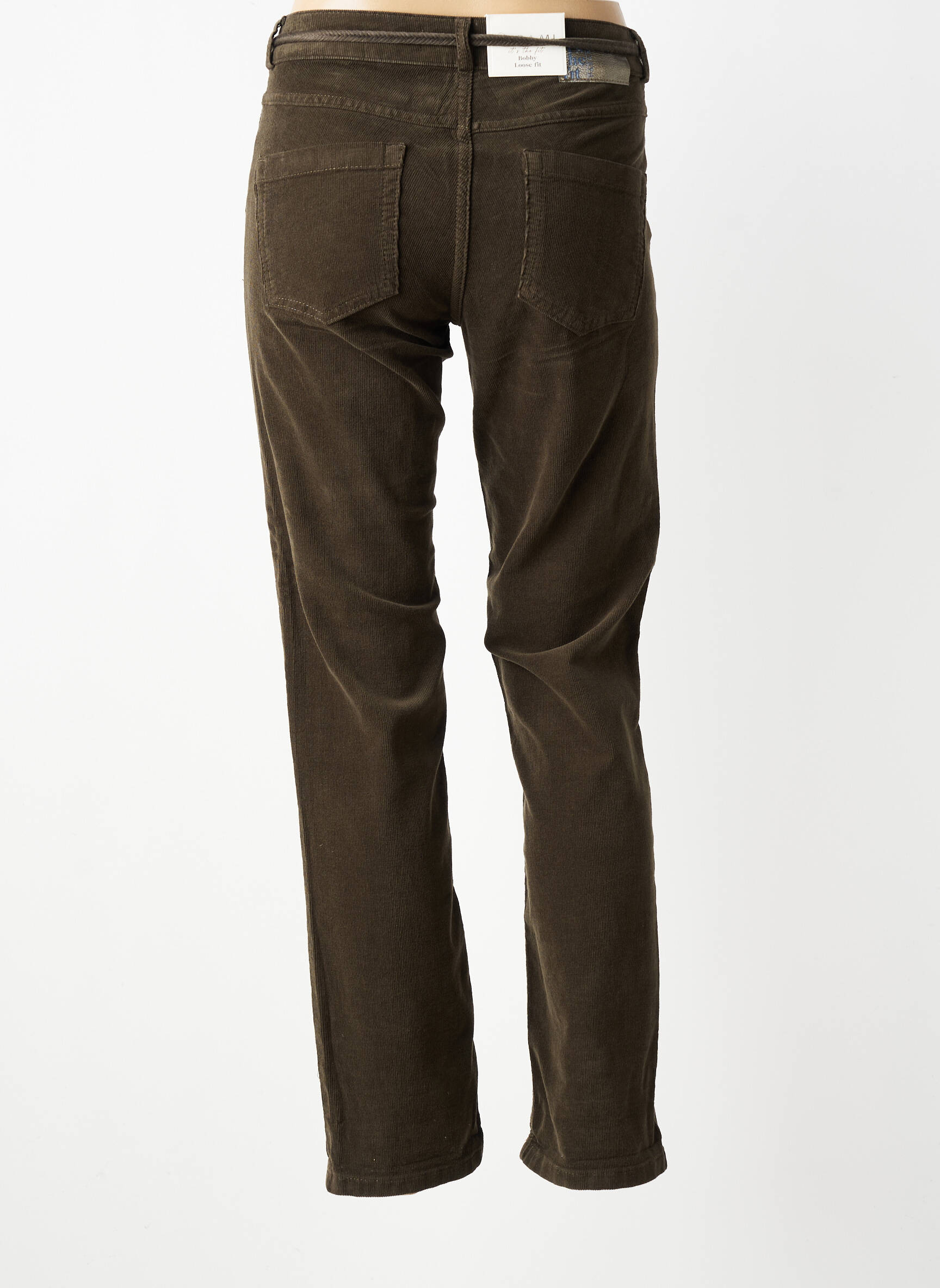 Pantalon droit stretch taille normale vert PARA MI femme