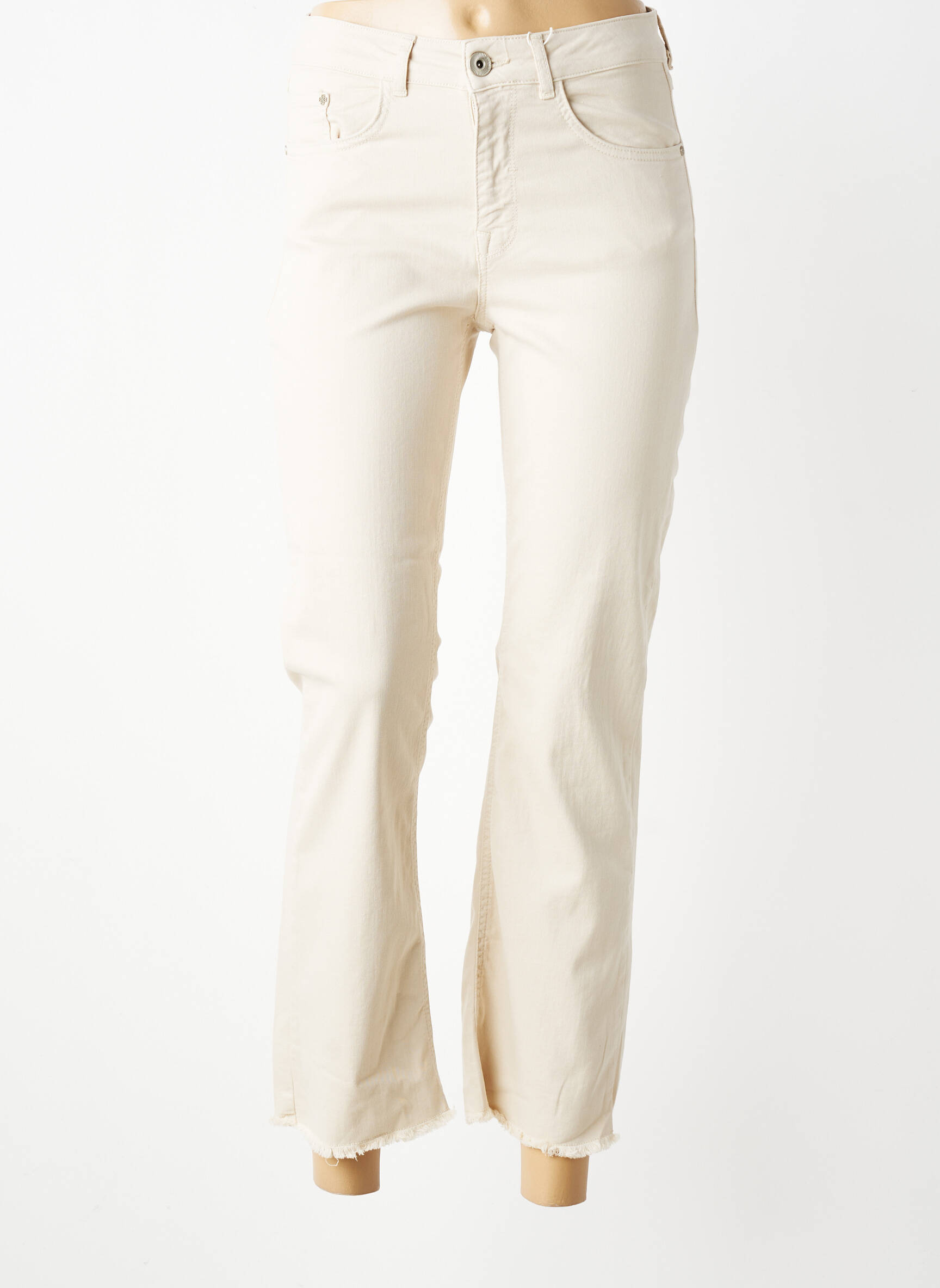 Pantalon 7/8 stretch taille normale beige PARA MI femme