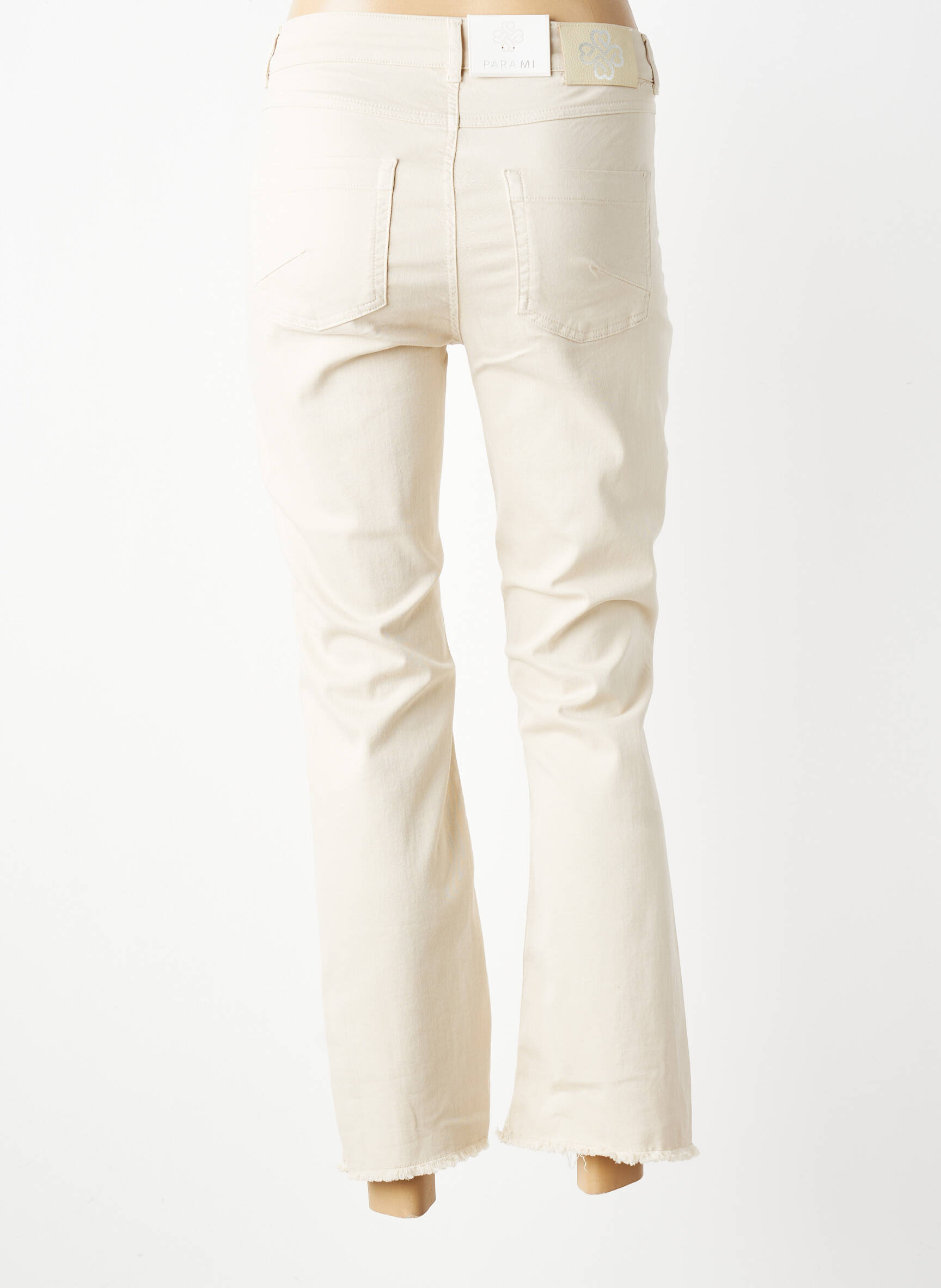 Pantalon 7/8 stretch taille normale beige PARA MI femme