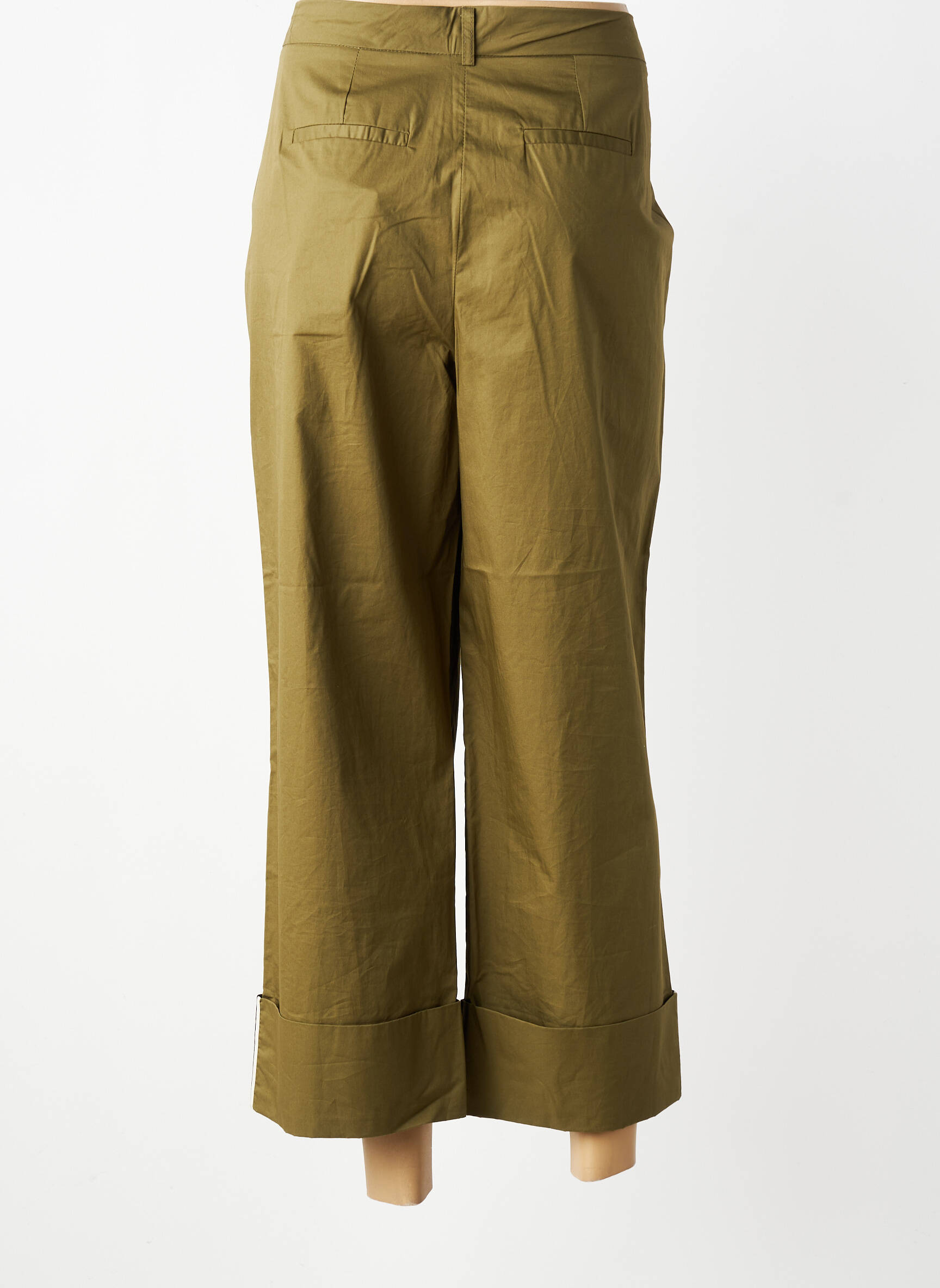 Pantalon 7/8 tissage popeline taille normale vert LOLA CASADEMUNT femme