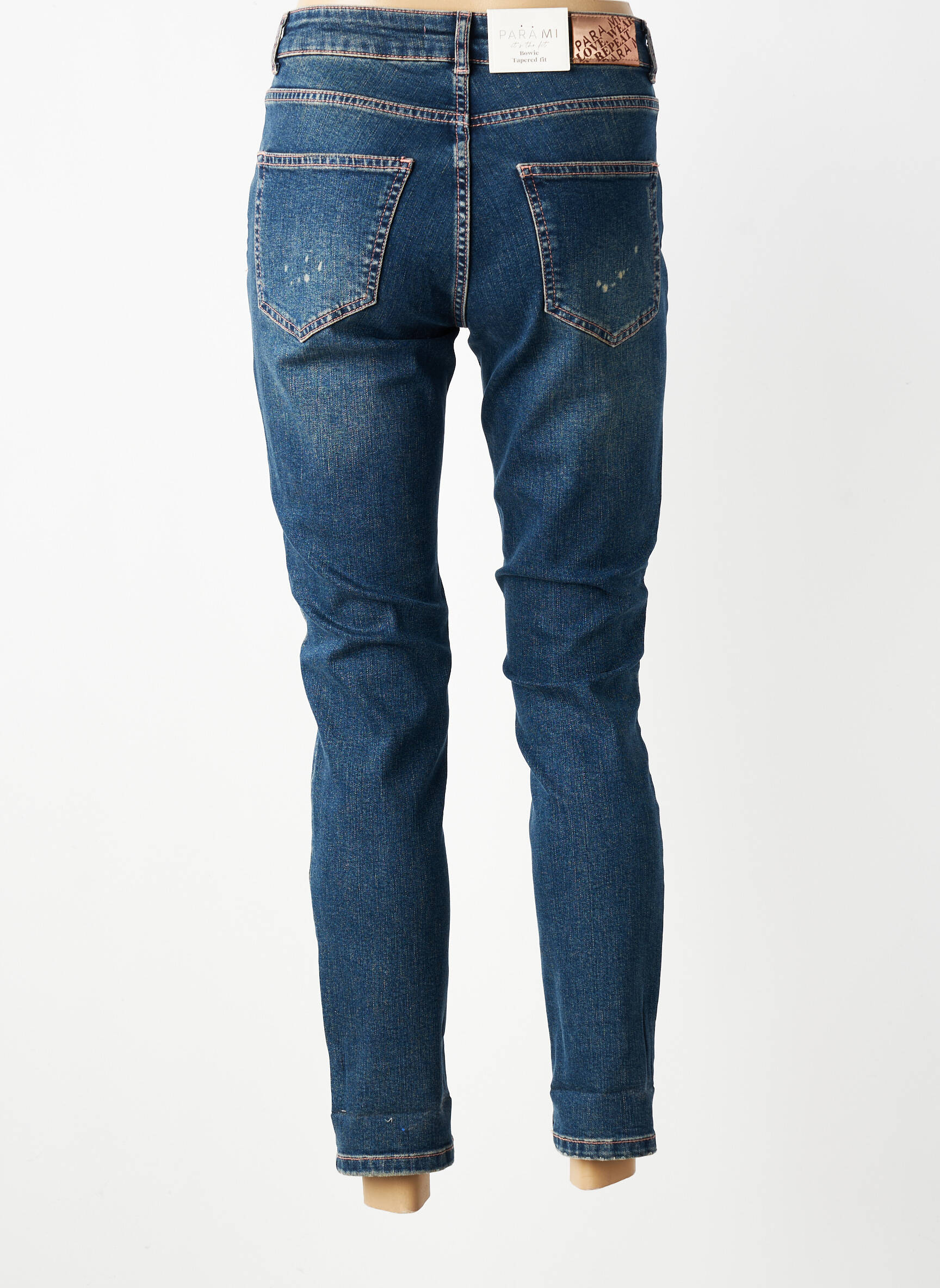 Jeans coupe slim effet usé délavé taille normale bleu PARA MI femme