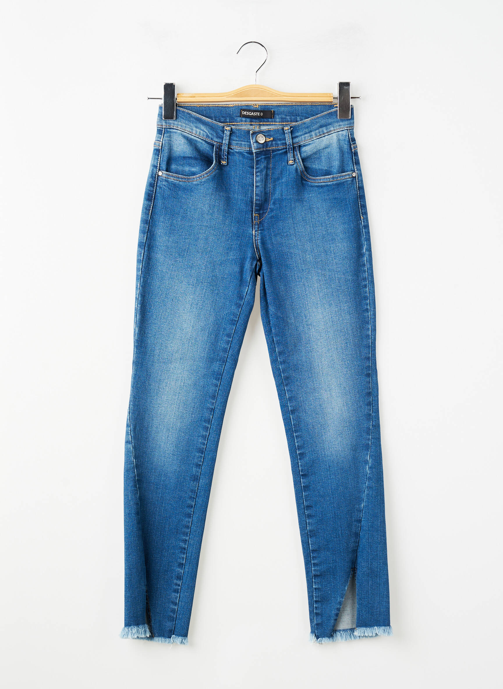 Jeans coupe slim stretch taille normale bleu DESGASTE femme