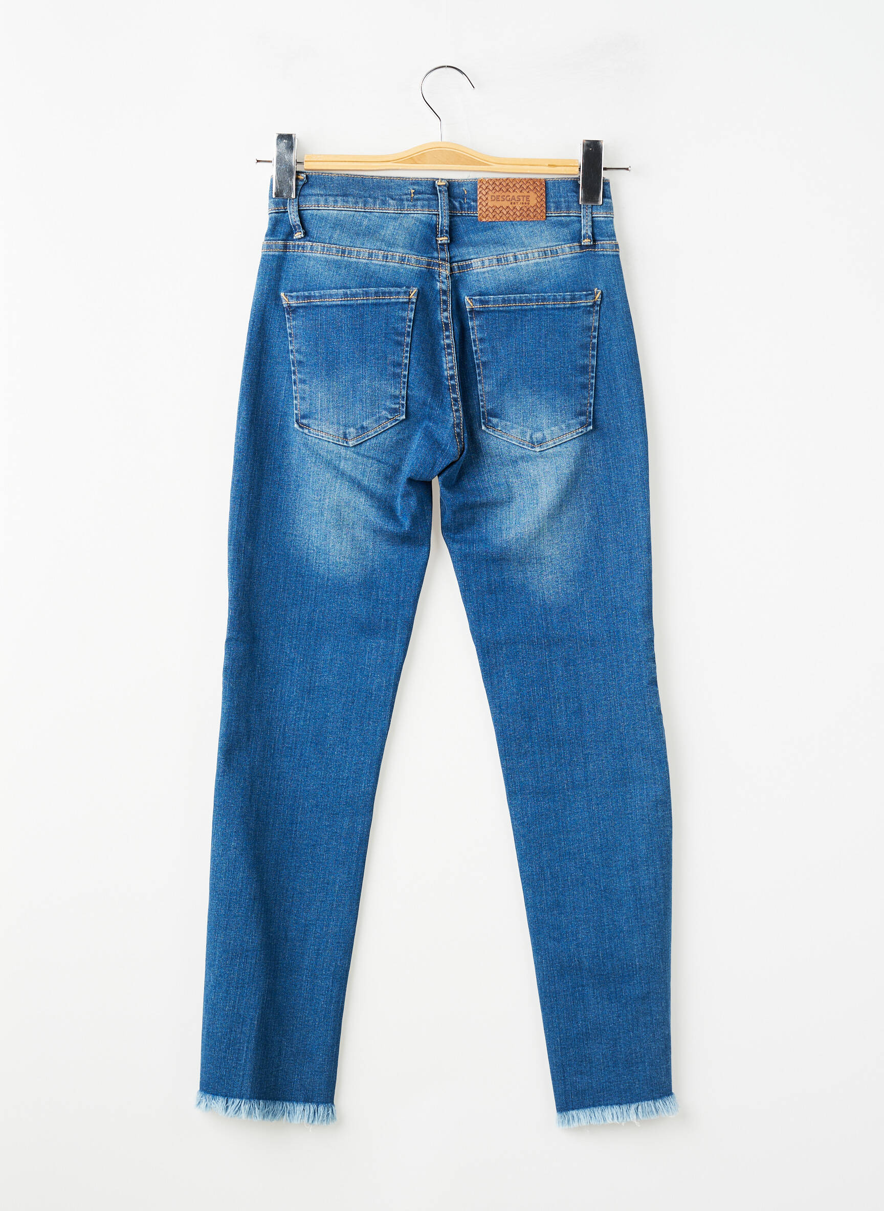 Jeans coupe slim stretch taille normale bleu DESGASTE femme