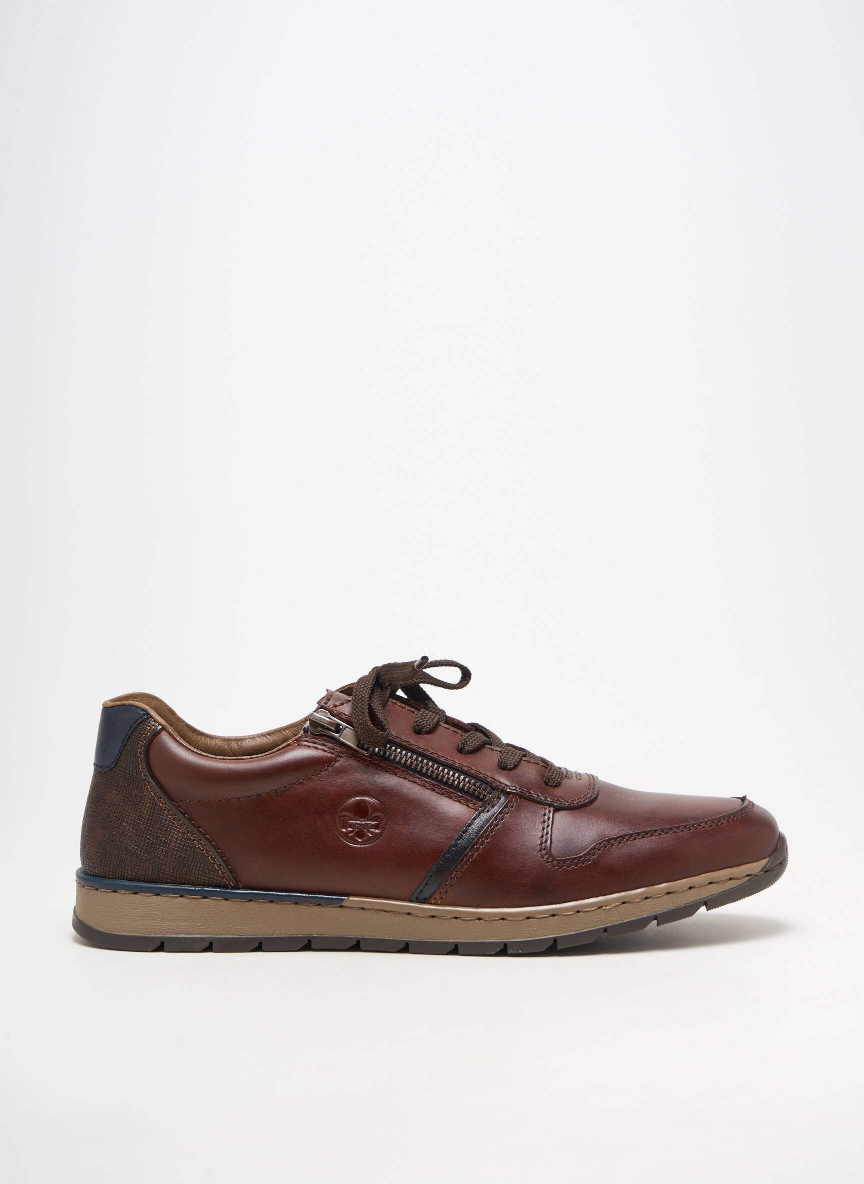 Baskets fermeture zip et lacets bout rond marron RIEKER homme