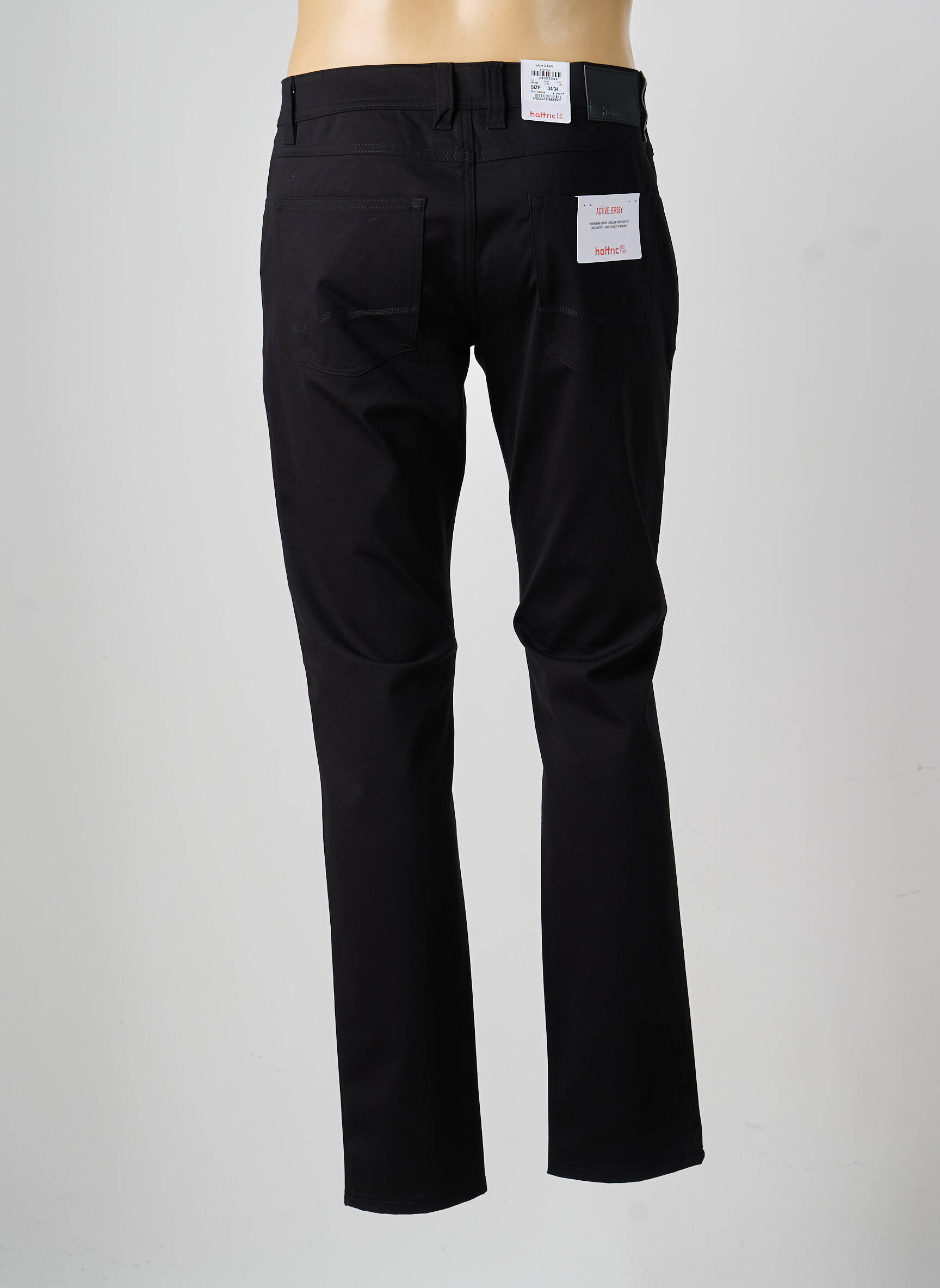 Pantalon slim stretch taille normale noir HATTRIC homme