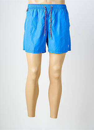 Short de bain effet matière satinée bleu DARIO BELTRAN homme